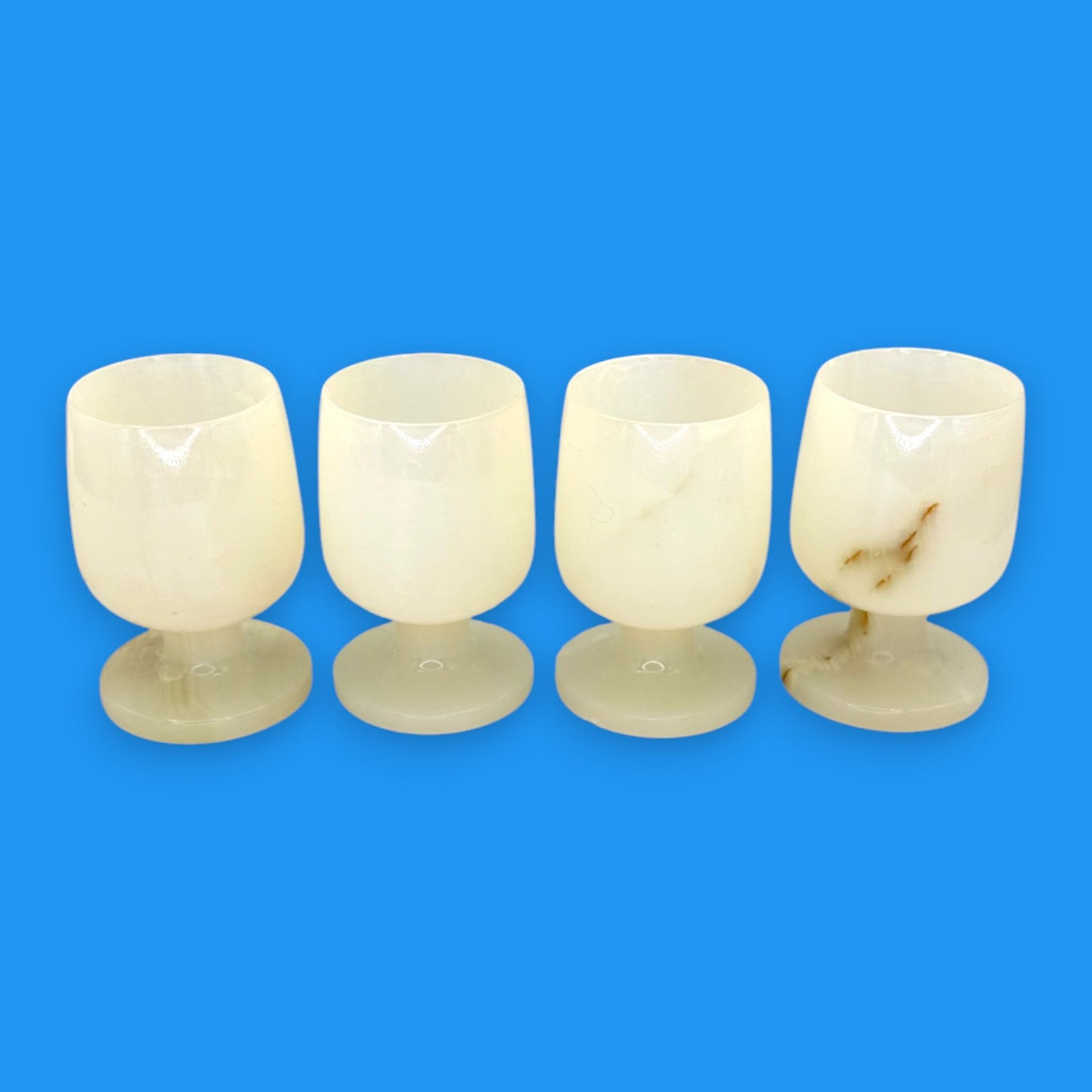 Vintage Onyx Marble Wine Goblets – Mid-Century Barware Set of 4