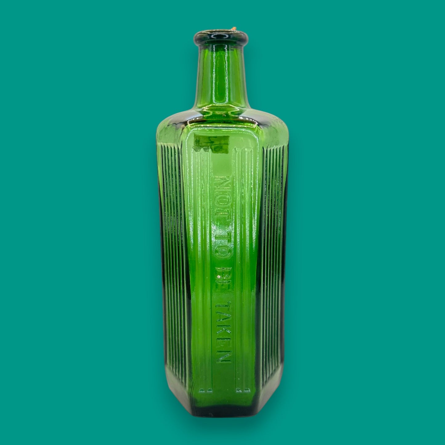 Antique Green Poison Bottle – Embossed “NOT TO BE TAKEN” Hexagonal 20oz