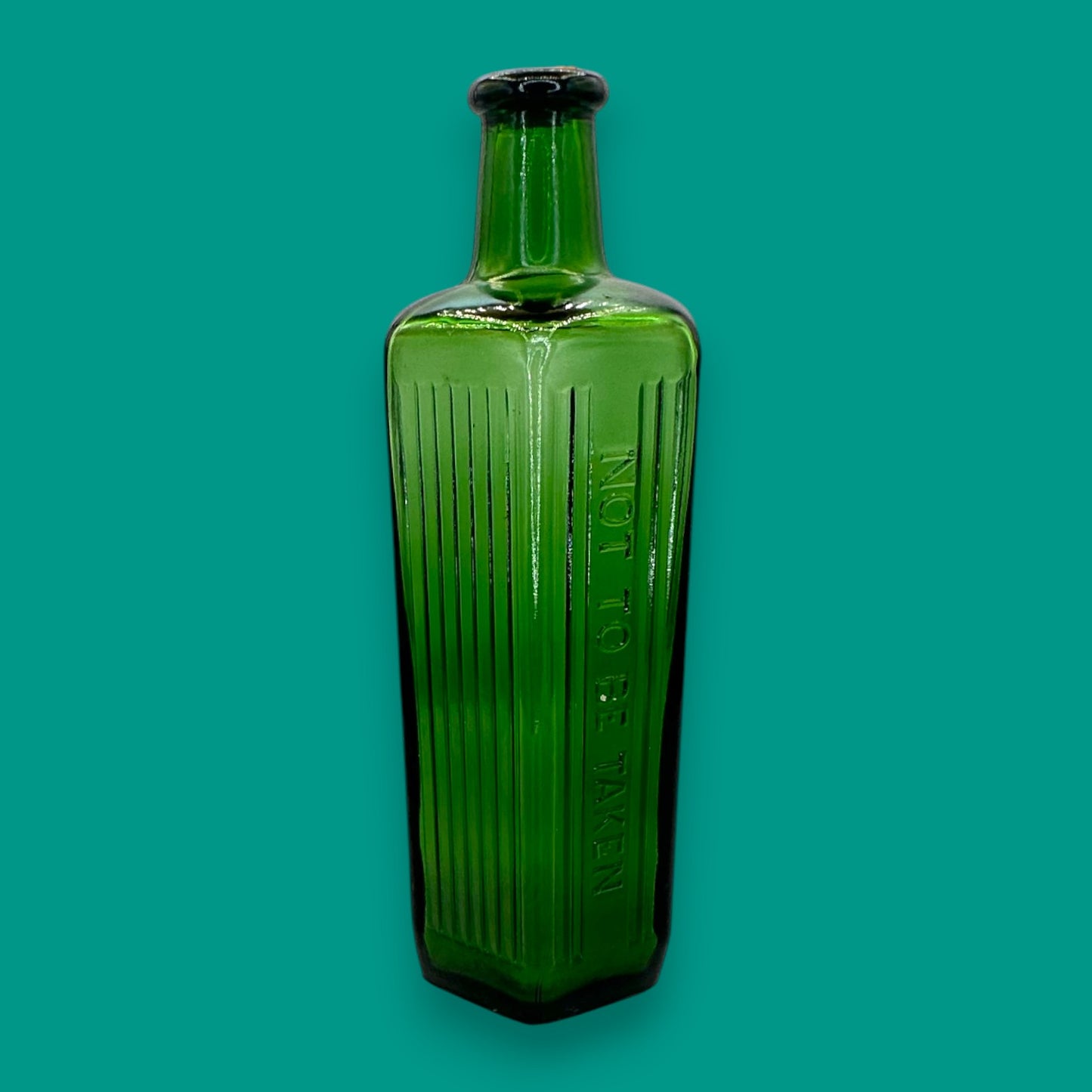 Antique Green Poison Bottle – Embossed “NOT TO BE TAKEN” Hexagonal 20oz