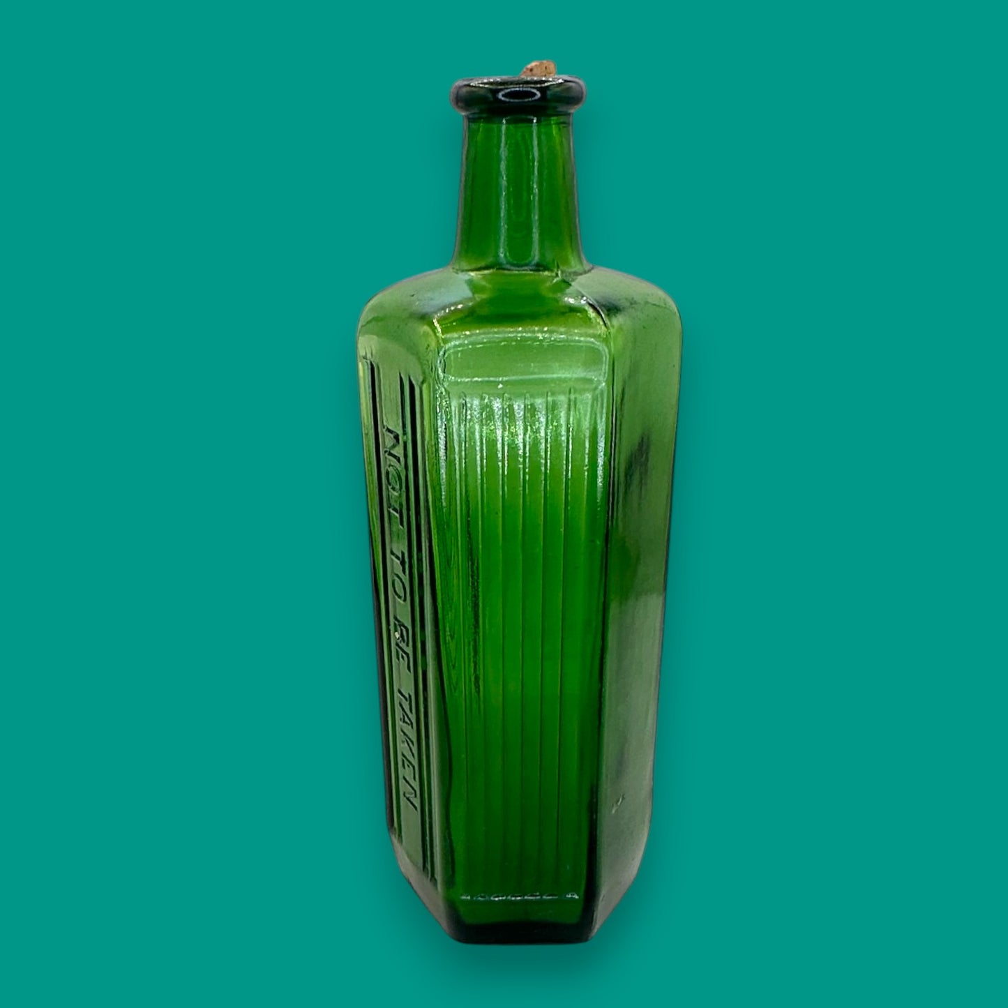 Antique Green Poison Bottle – Embossed “NOT TO BE TAKEN” Hexagonal 20oz