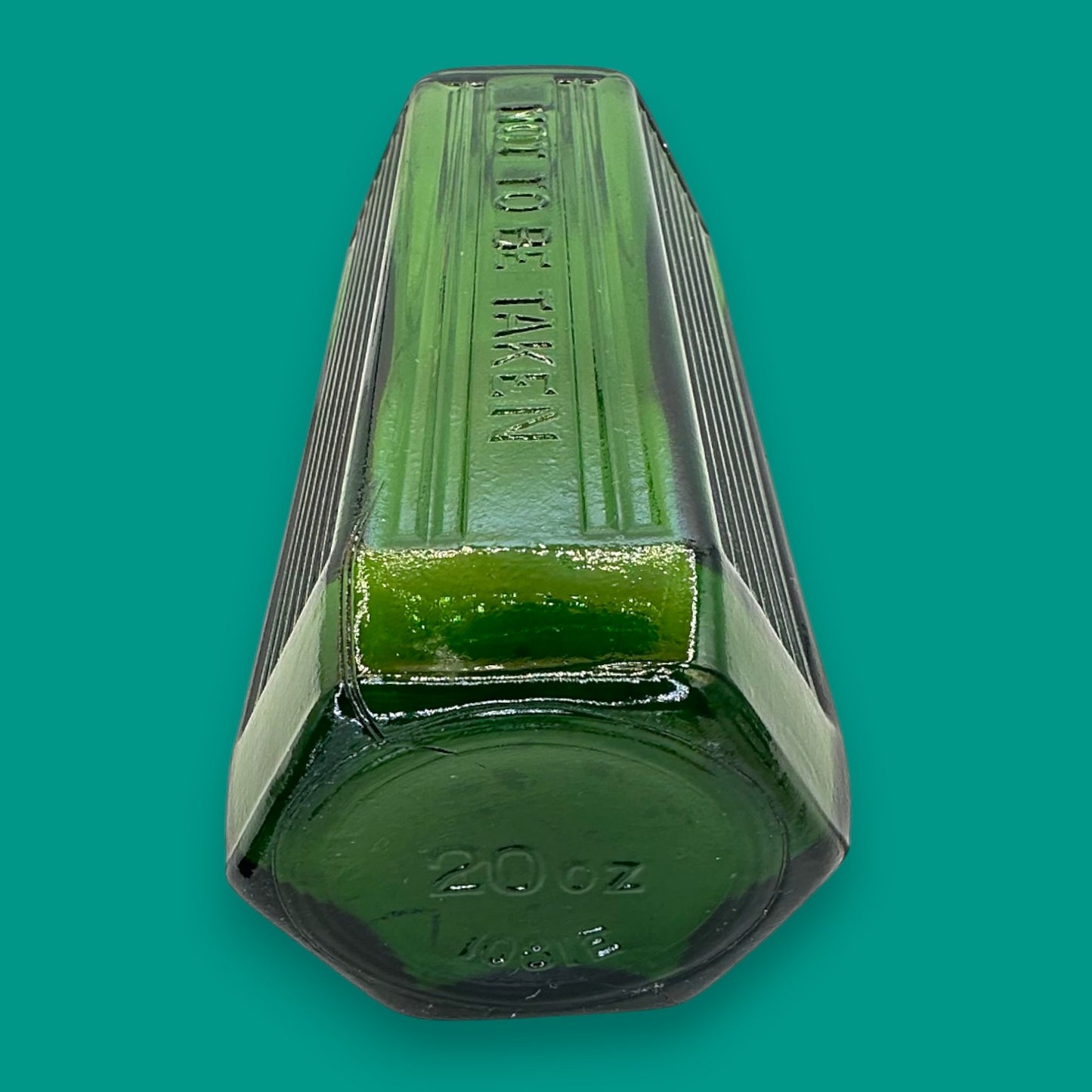 Antique Green Poison Bottle – Embossed “NOT TO BE TAKEN” Hexagonal 20oz