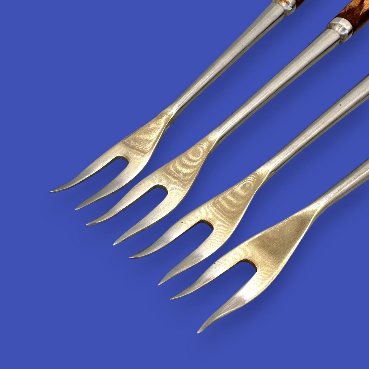 Vintage Fondue Forks Set of 4 Wood Handle Stainless Steel Japan