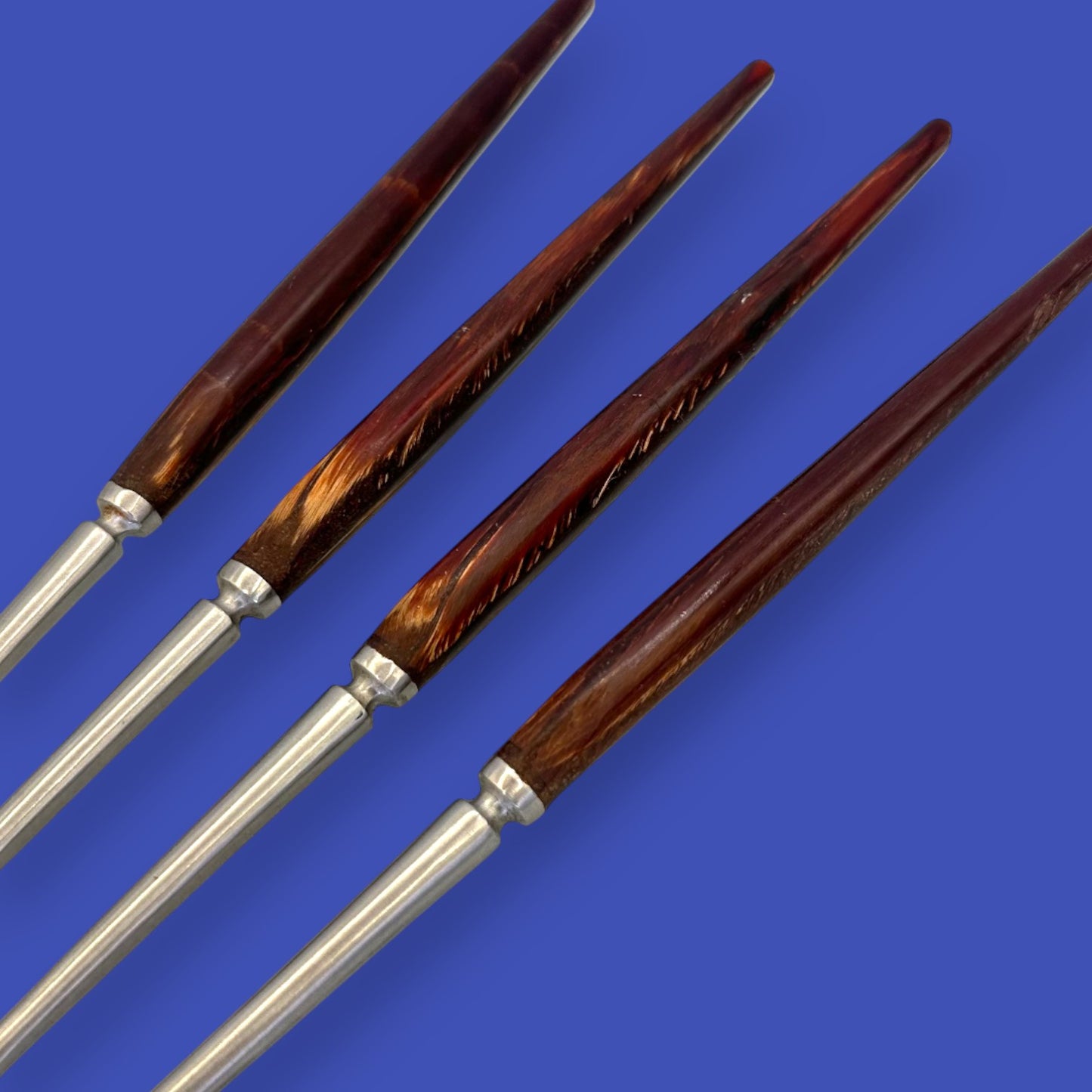 Vintage Fondue Forks Set of 4 Wood Handle Stainless Steel Japan