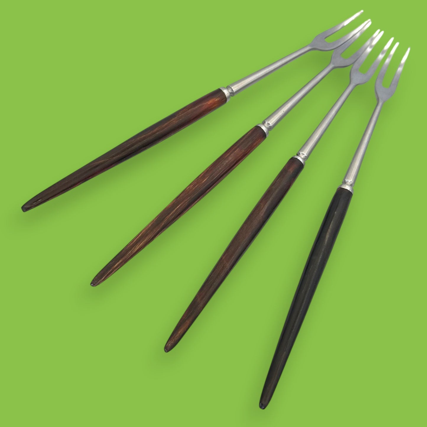 Vintage Fondue Forks Set of 4 Wood Handle Stainless Steel Japan