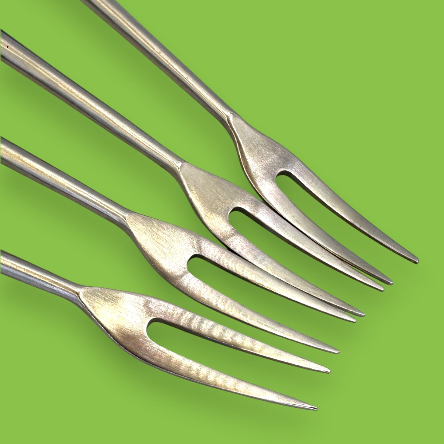 Vintage Fondue Forks Set of 4 Wood Handle Stainless Steel Japan