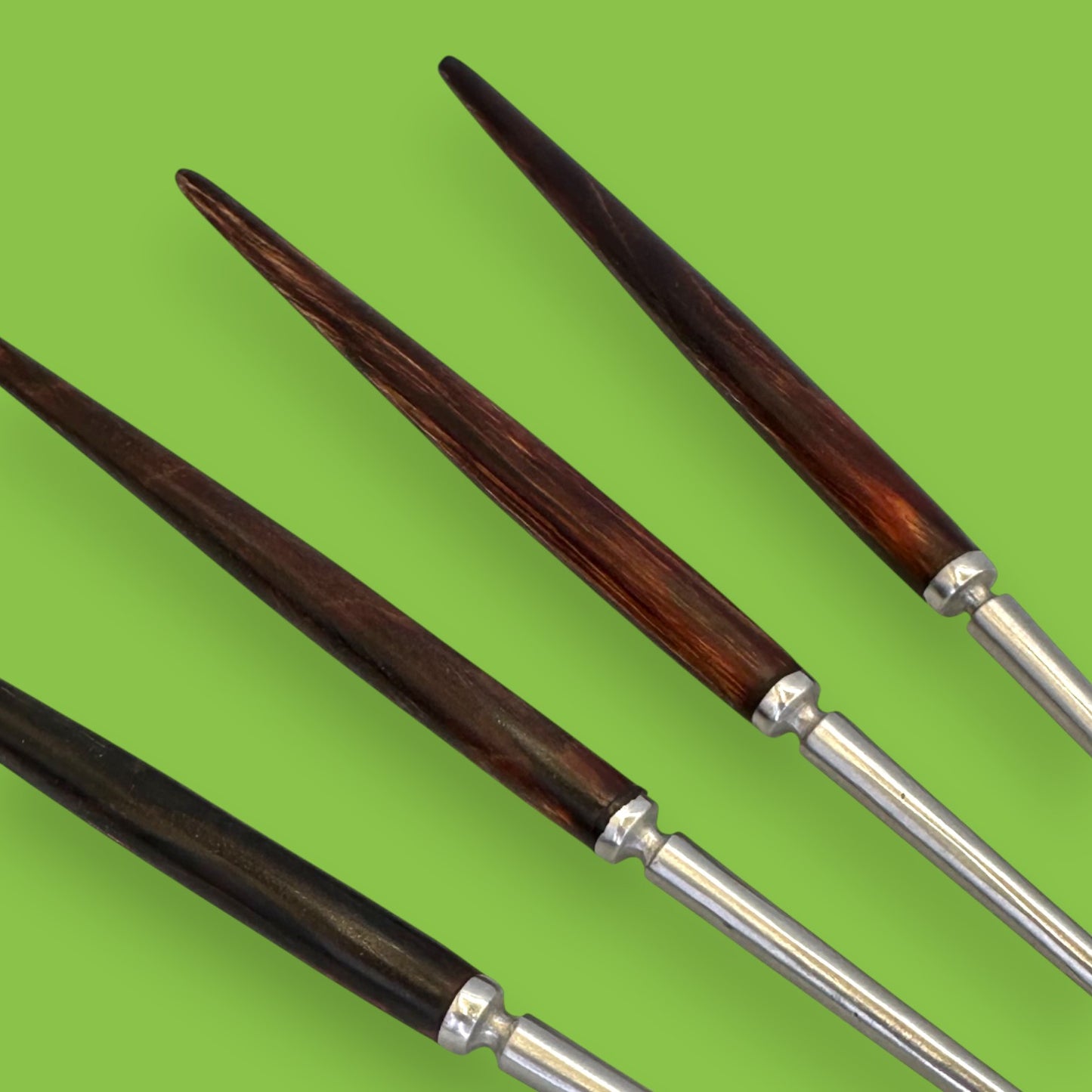 Vintage Fondue Forks Set of 4 Wood Handle Stainless Steel Japan