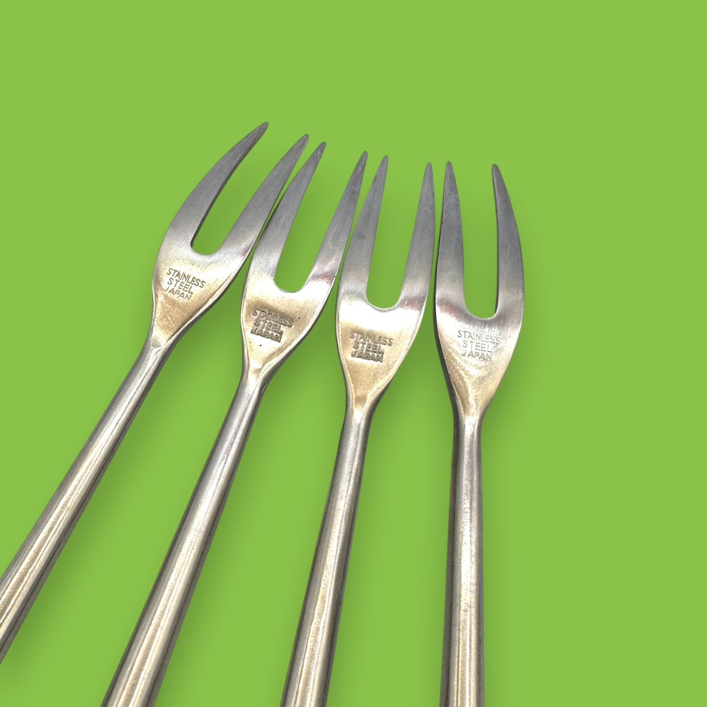 Vintage Fondue Forks Set of 4 Wood Handle Stainless Steel Japan