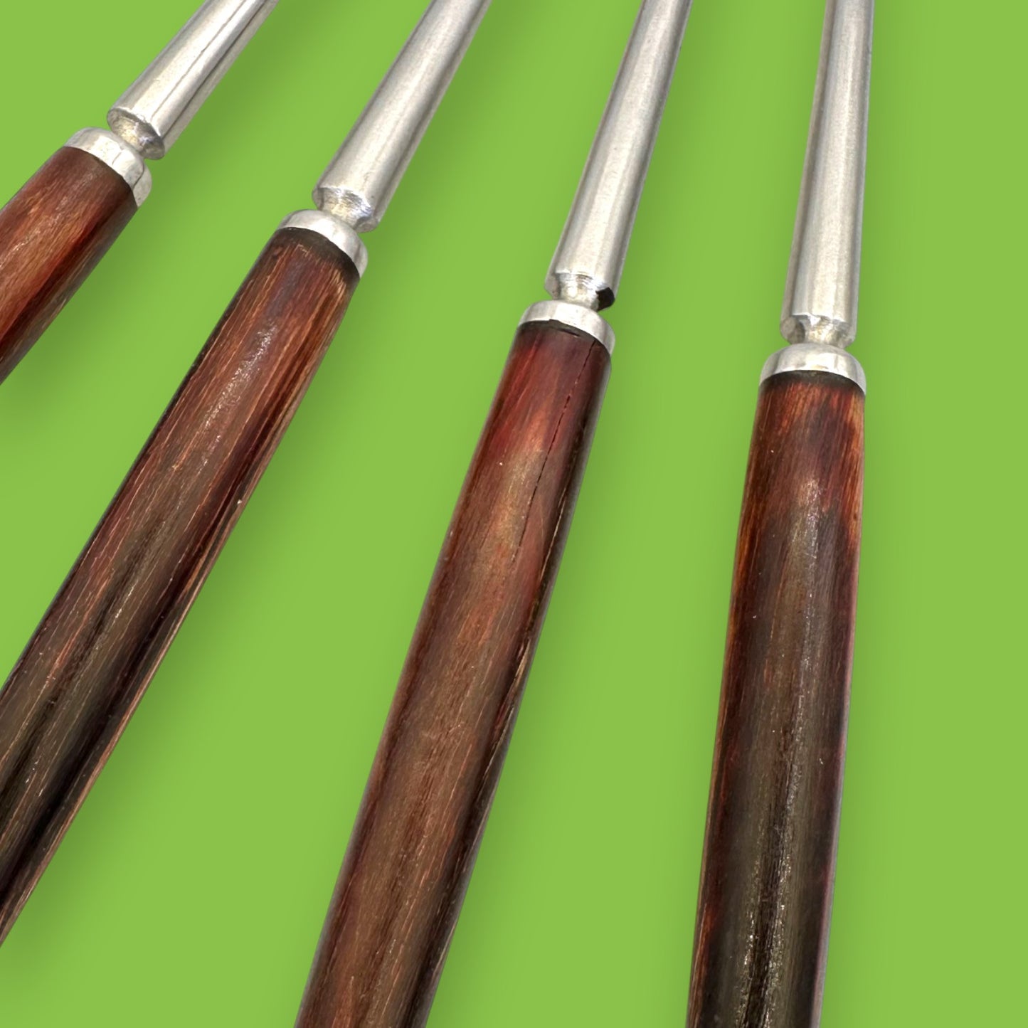 Vintage Fondue Forks Set of 4 Wood Handle Stainless Steel Japan