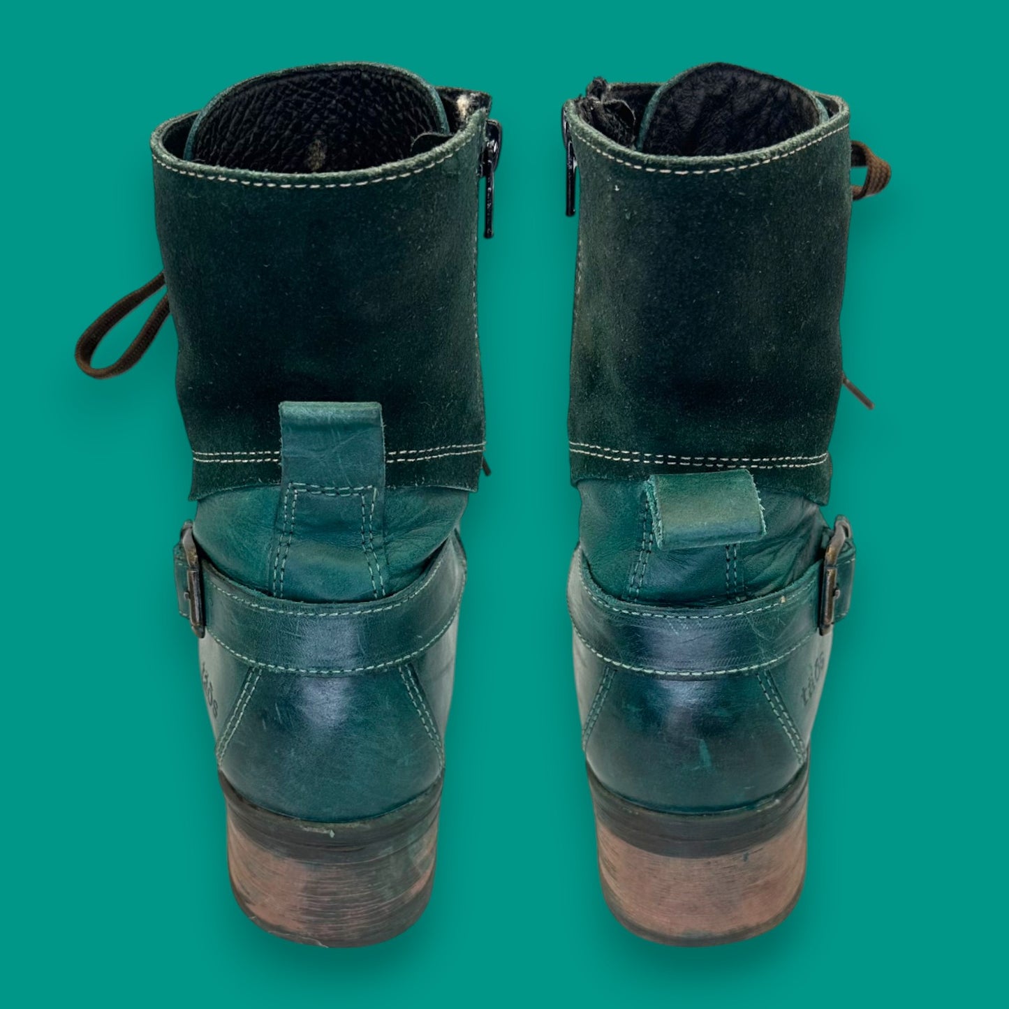 Taos Lace-Up Boots – Green Leather Comfort Style – Women’s 39 / 8.25