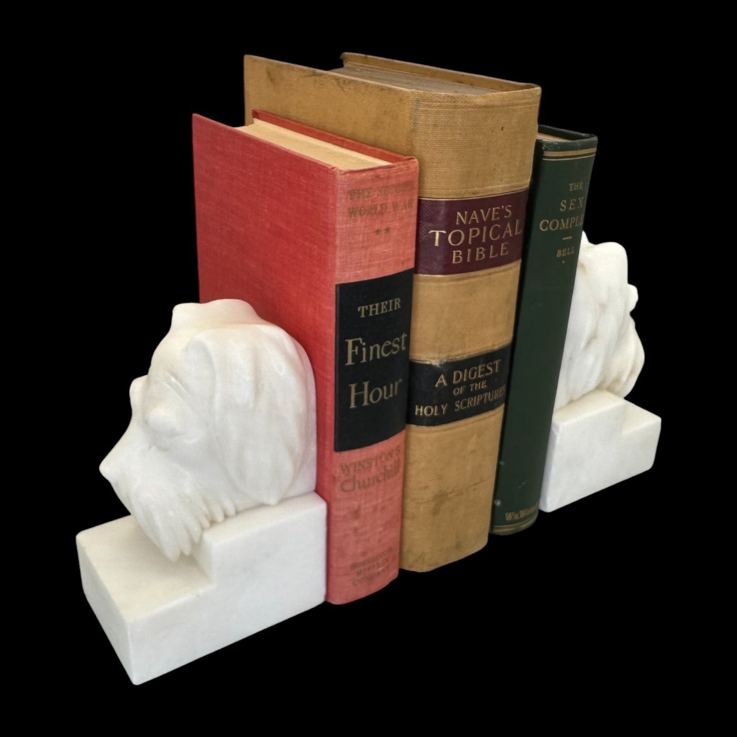 Scottie Dog Bookends – Pair - Vintage Carved White Alabaster / Marble