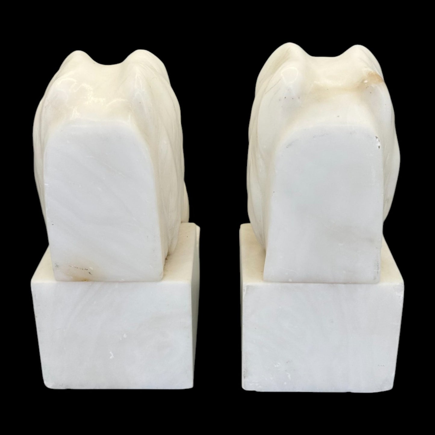 Scottie Dog Bookends – Pair - Vintage Carved White Alabaster / Marble