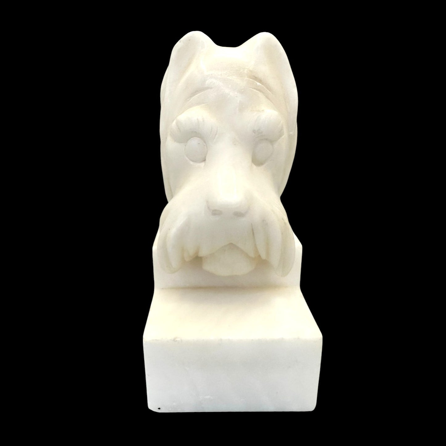 Scottie Dog Bookends – Pair - Vintage Carved White Alabaster / Marble