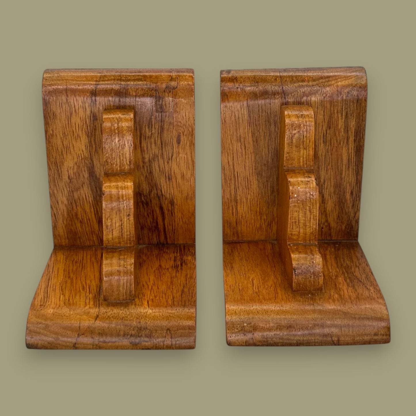 Pair of Vintage Art Deco Wooden Bookends