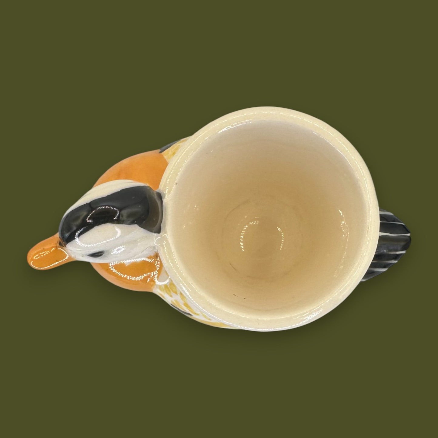 Vintage Ceramic Mandarin Duck Figural Egg Cup Hand-Painted