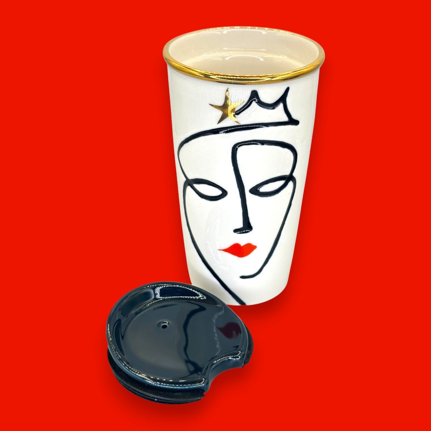 Starbucks Siren Anniversary Face Ceramic Travel Mug - Replacement Mug 10 fl/oz