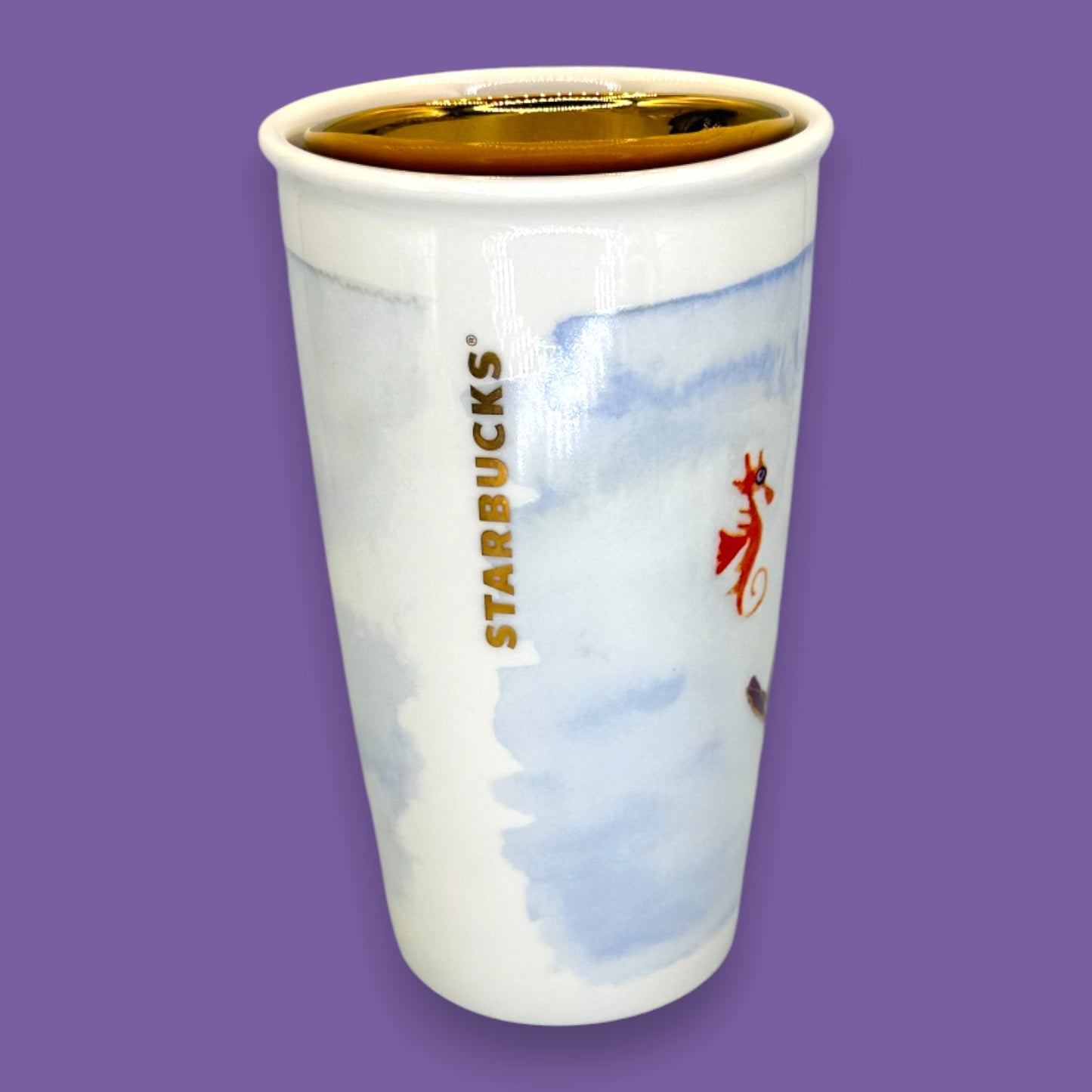 RARE Starbucks Illustrated Mermaid Ceramic Travel Mug - Replacement Mug 12 fl/oz