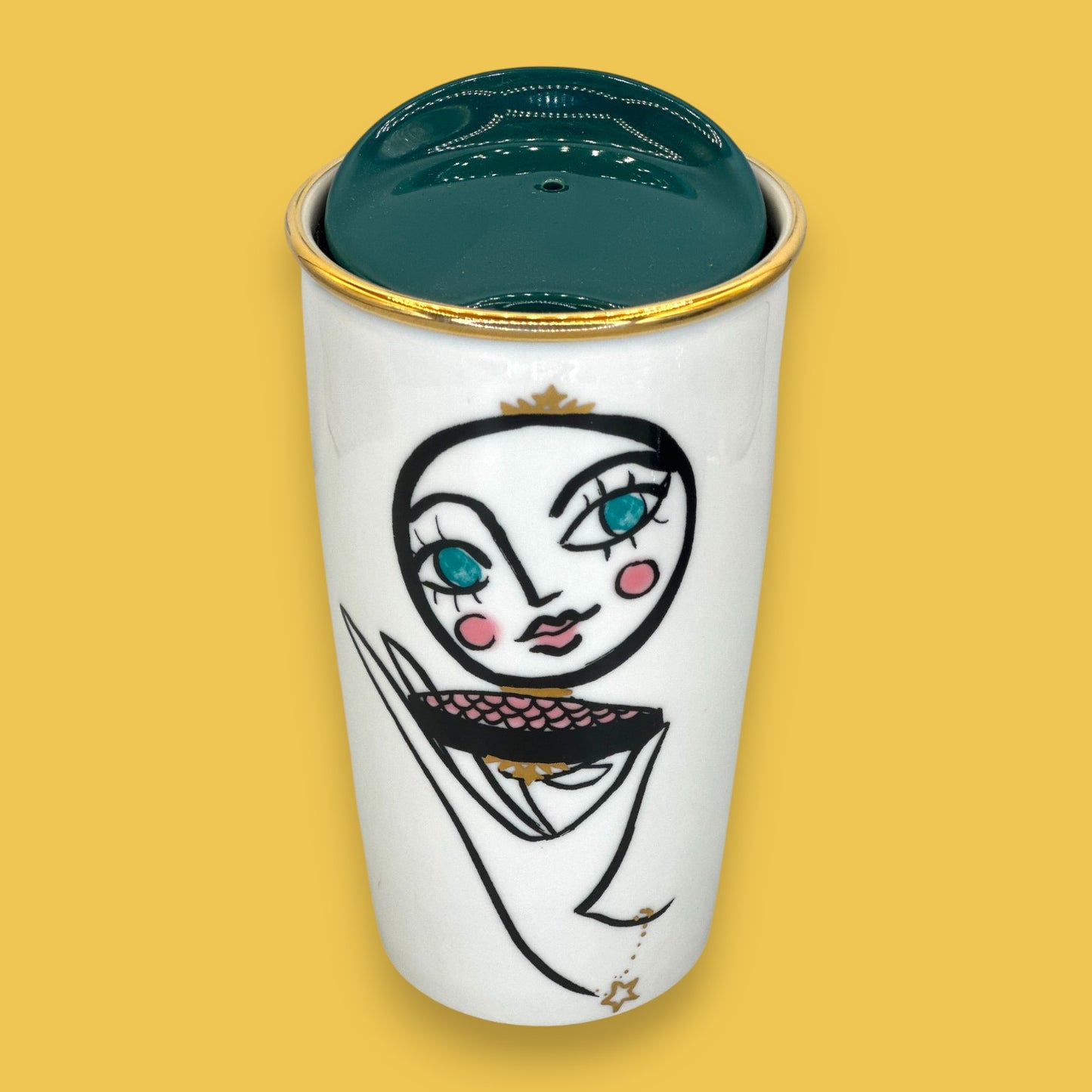 Starbucks Abstract Portrait Modern Blusher Ceramic Travel Mug - Replacment Mug 12 fl/oz (Copy)