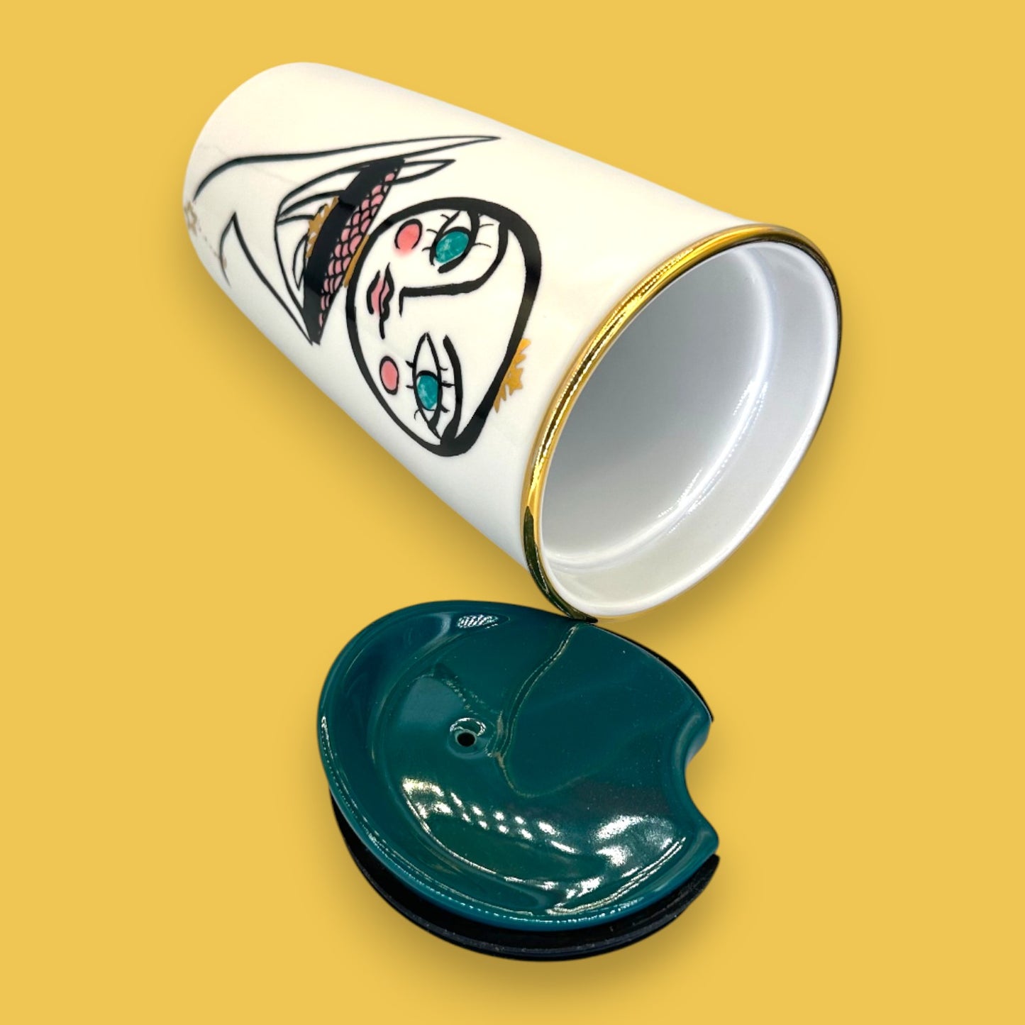Starbucks Abstract Portrait Modern Blusher Ceramic Travel Mug - Replacment Mug 12 fl/oz (Copy)