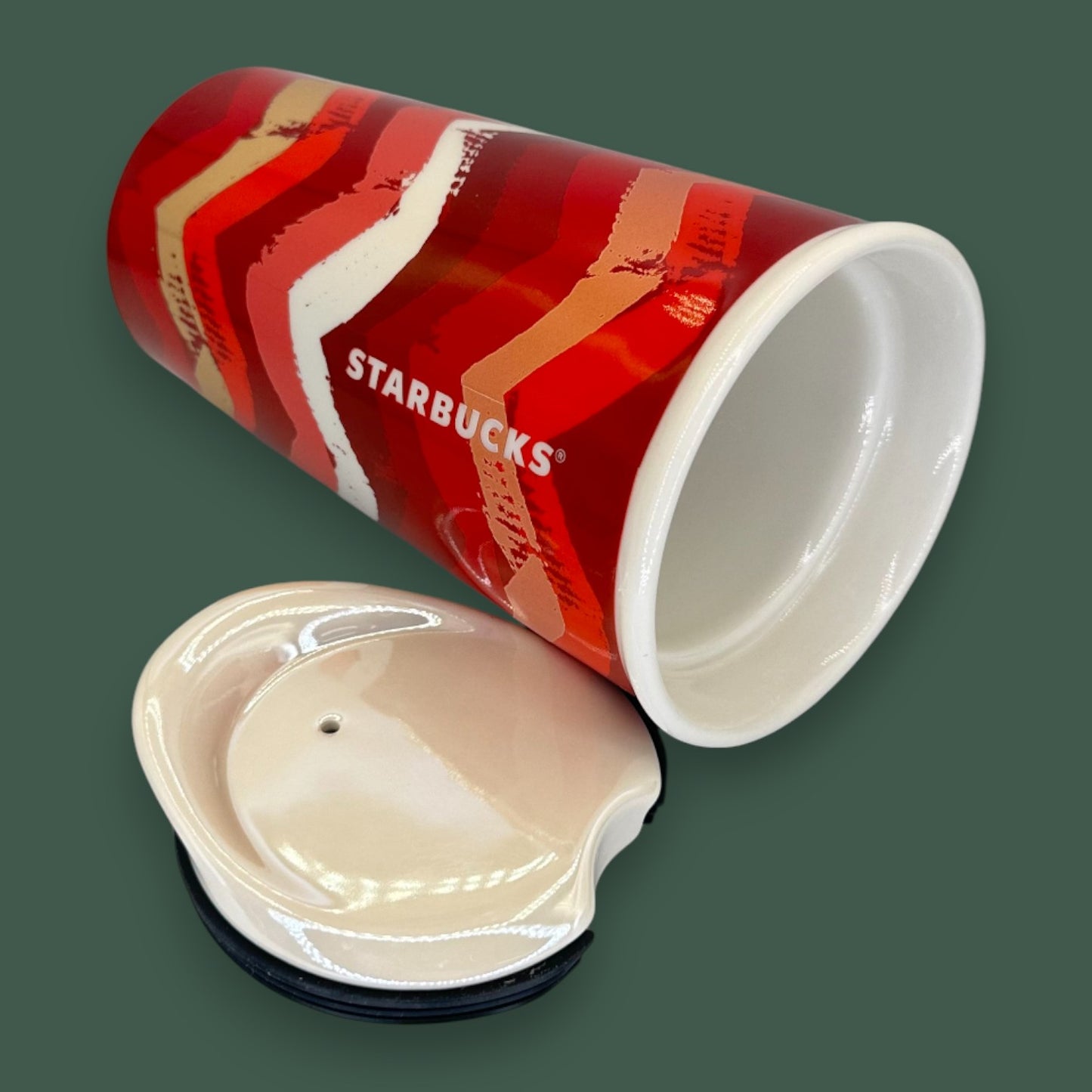 Starbucks Red, White, Gold Zig Zag Geometric Design Travel Mug - Replacement Mug