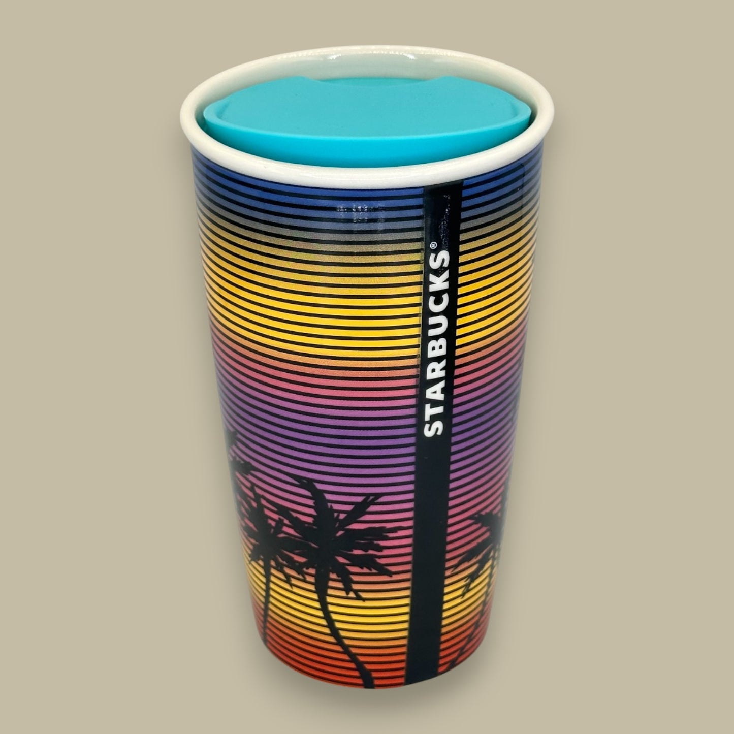 Starbucks Florida Palm Tree Sunset Retro Ceramic Travel Mug