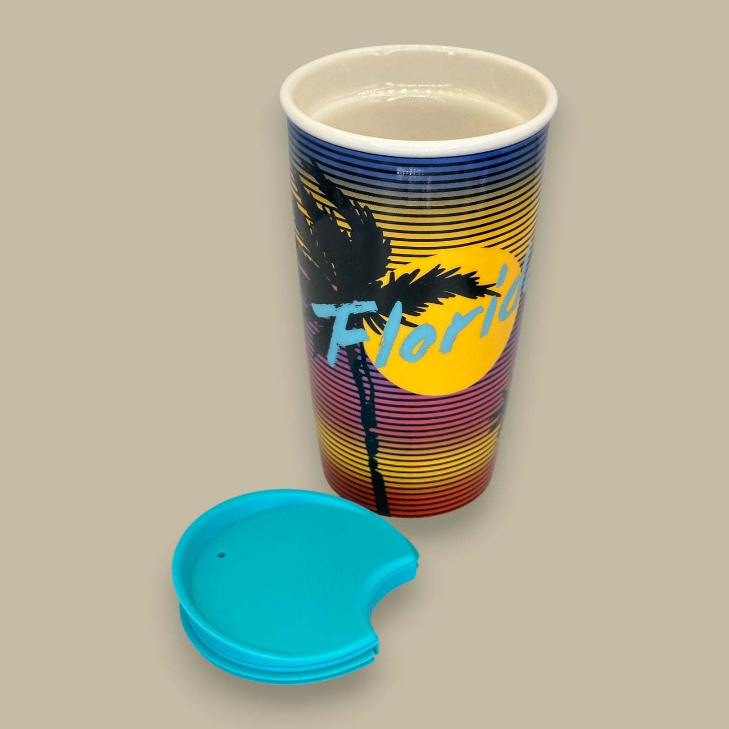 Starbucks Florida Palm Tree Sunset Retro Ceramic Travel Mug
