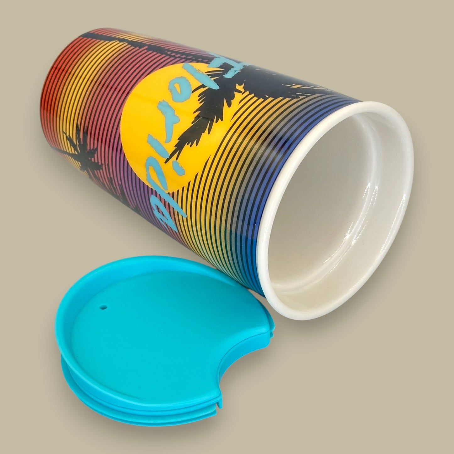 Starbucks Florida Palm Tree Sunset Retro Ceramic Travel Mug