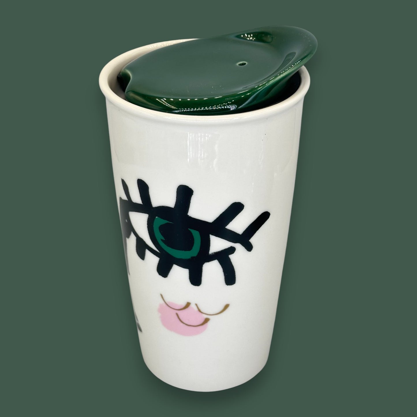 Starbucks "Winking Eye Siren" Abstract Ceramic Travel Mug - Replacement