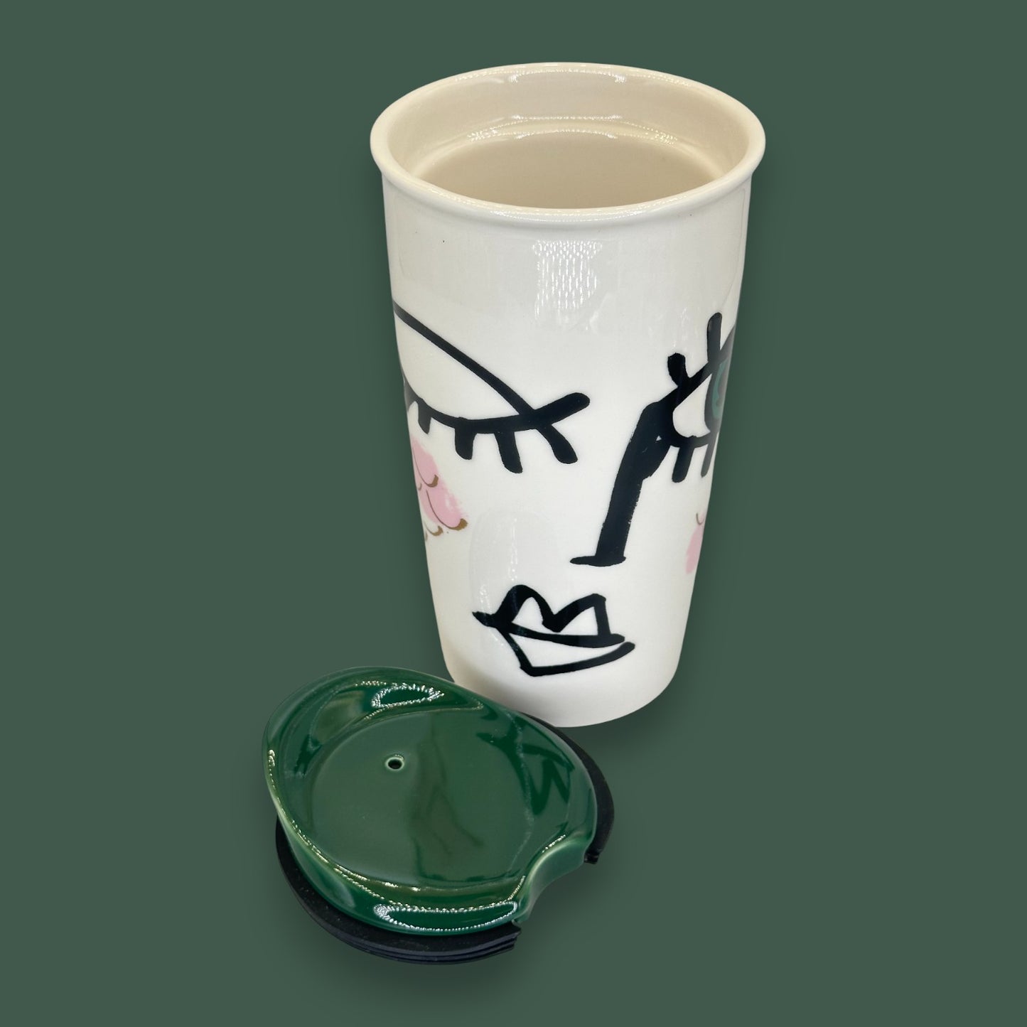Starbucks "Winking Eye Siren" Abstract Ceramic Travel Mug - Replacement