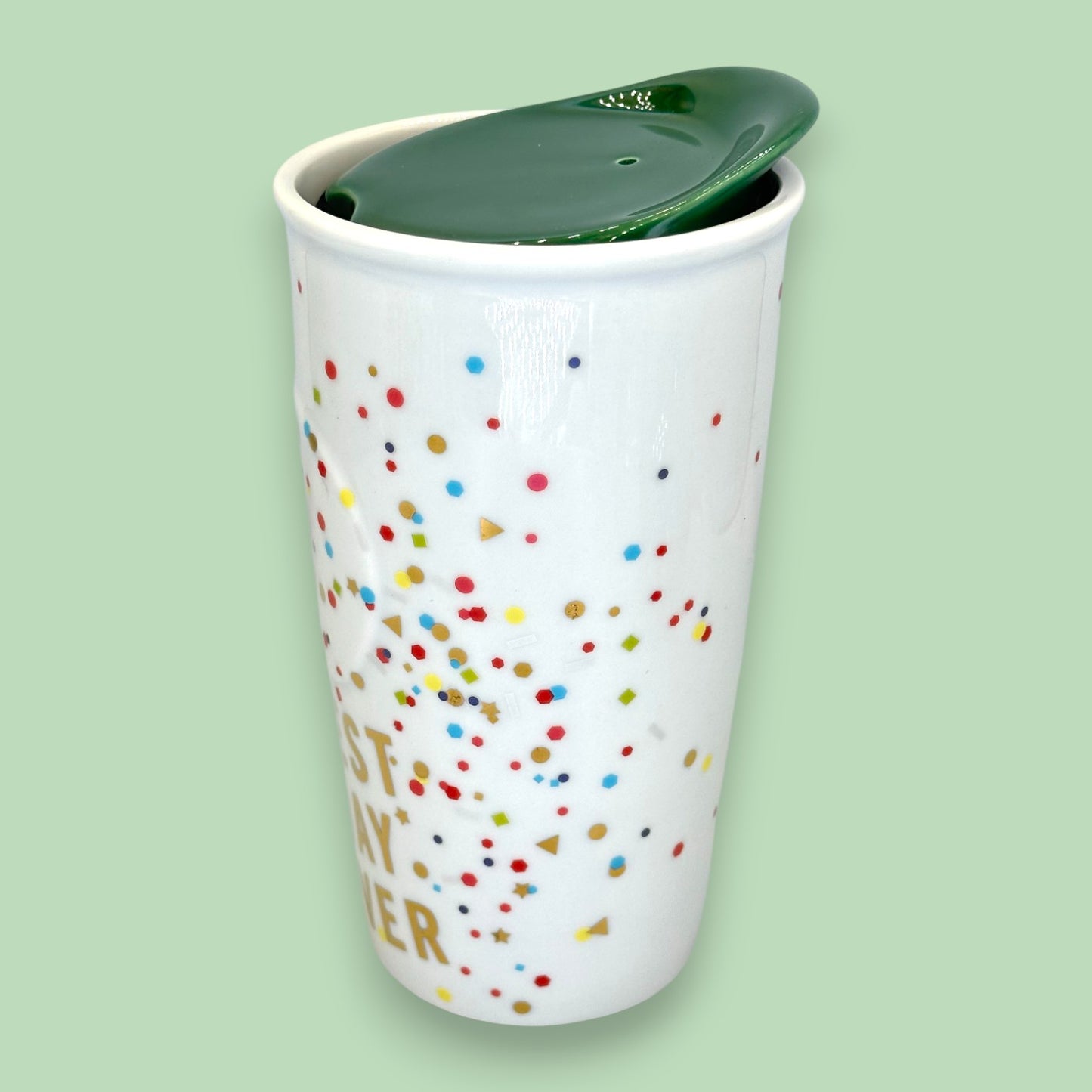 Starbucks "Best Day Ever" Confetti Ceramic Traveler Tumbler Pitch - Replacement