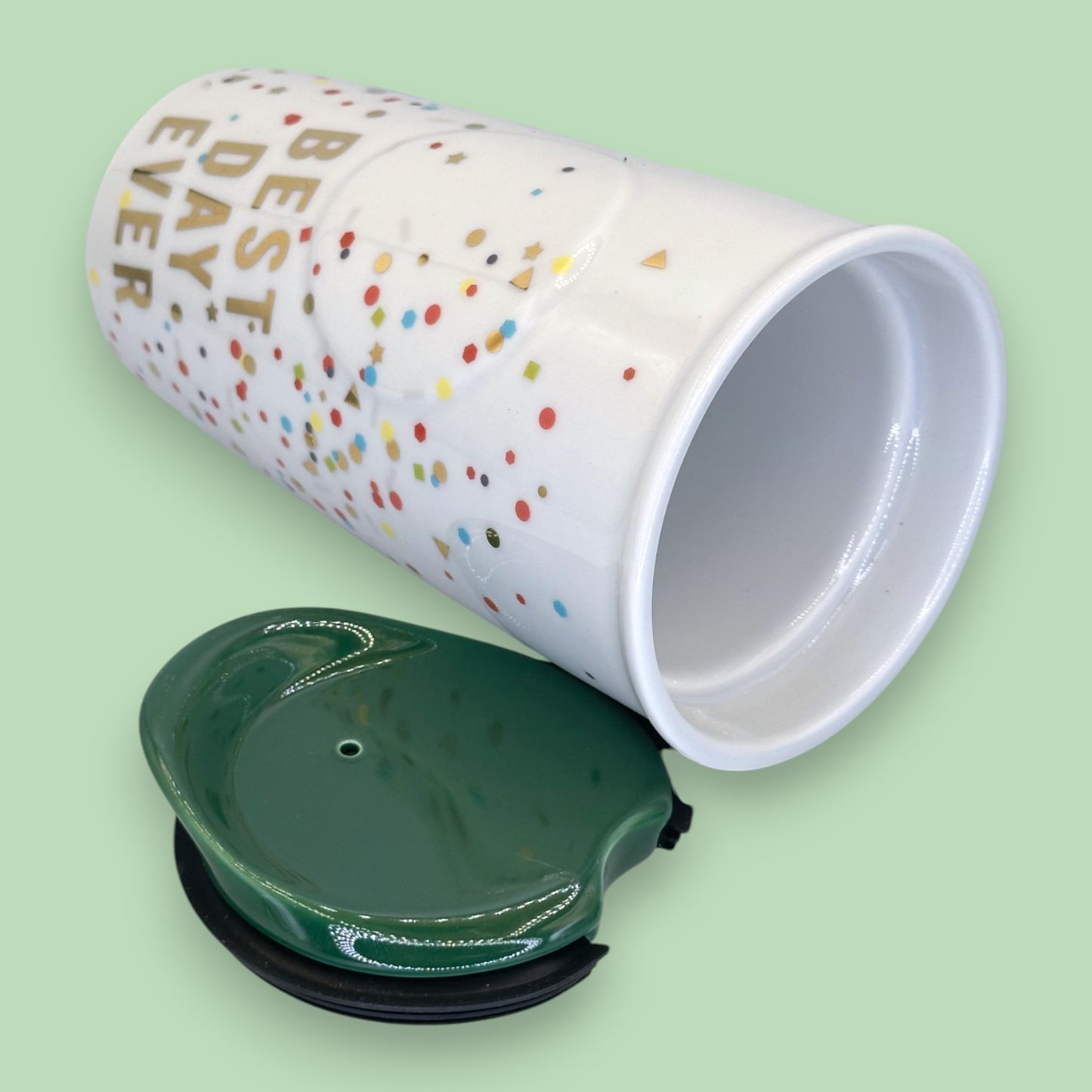 Starbucks "Best Day Ever" Confetti Ceramic Traveler Tumbler Pitch - Replacement
