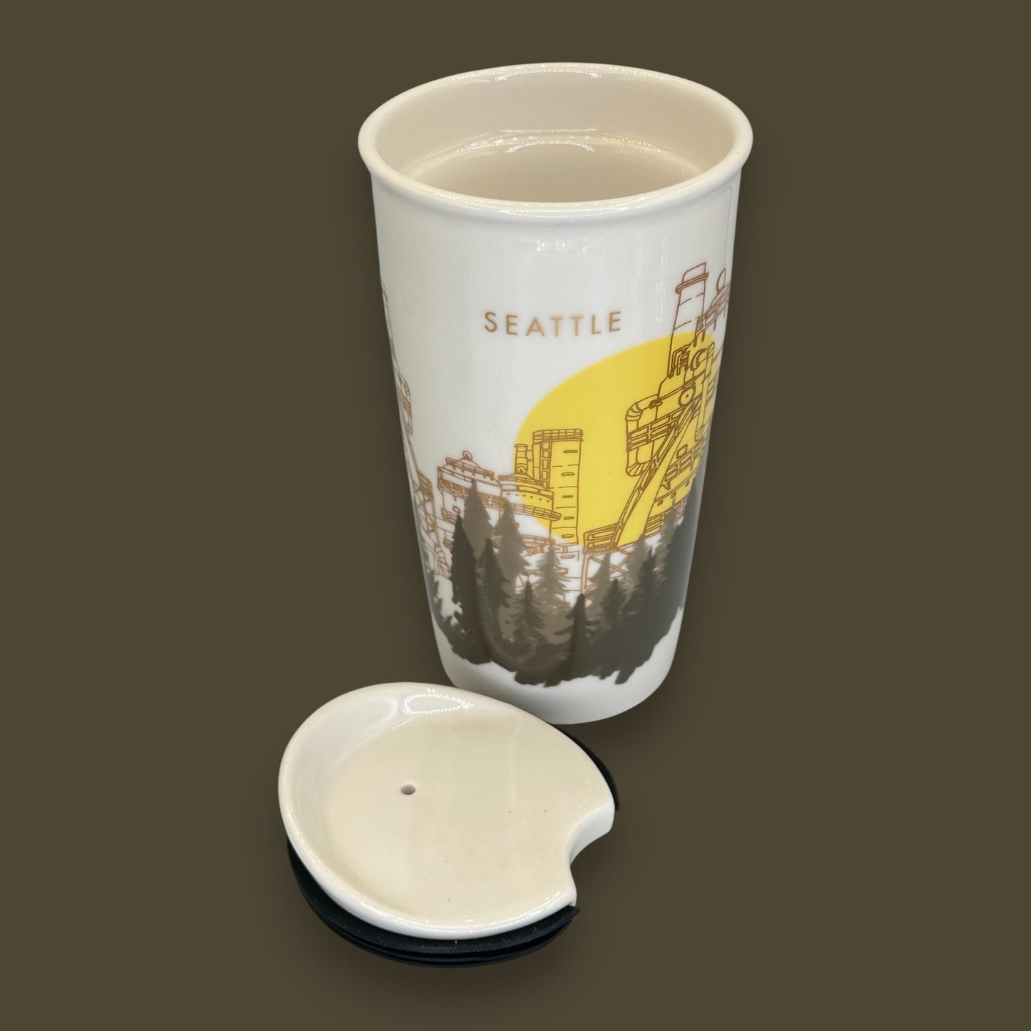 Starbucks Seattle Gas Works Park Ceramic Travel Mug - Replacement Mug 12 fl/oz