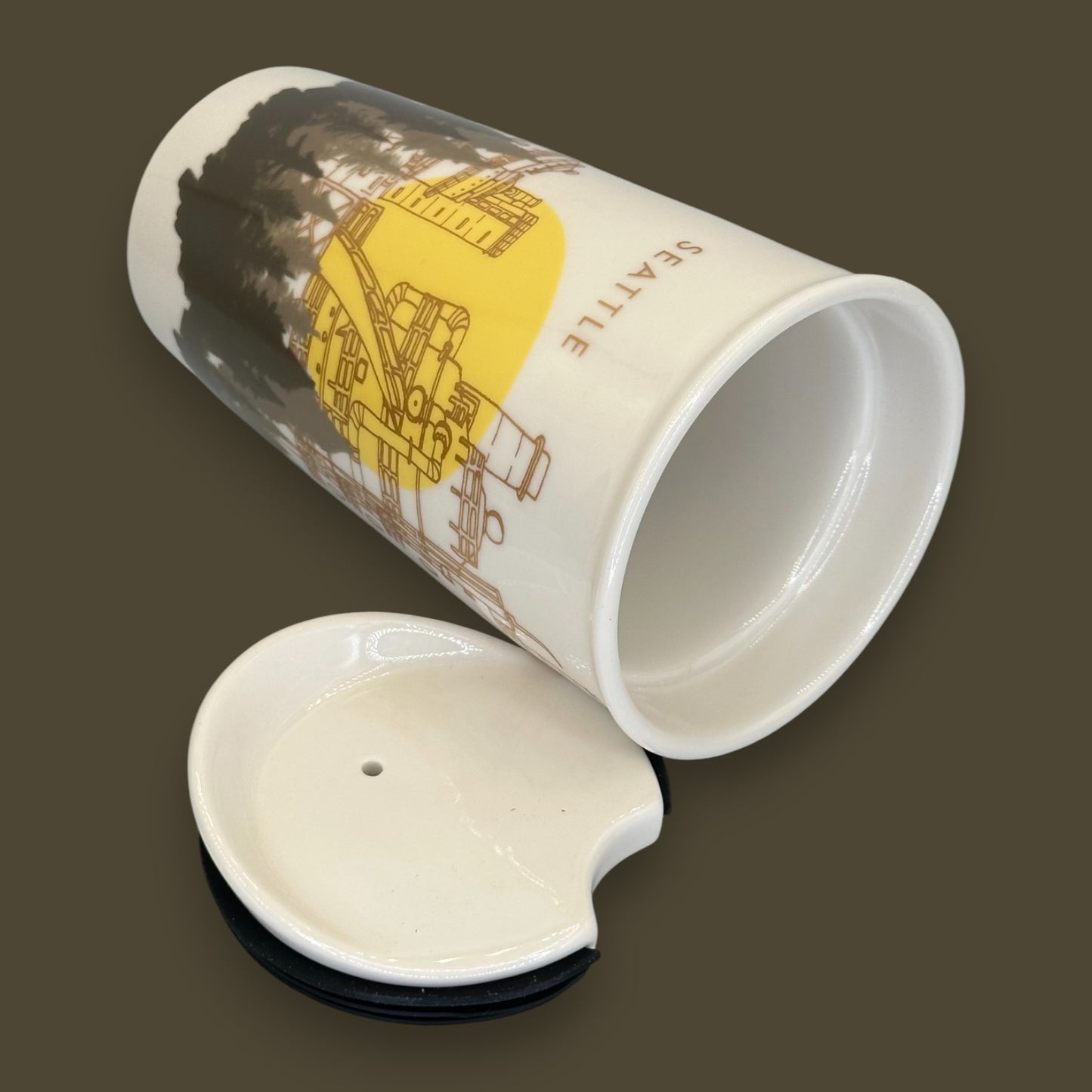 Starbucks Seattle Gas Works Park Ceramic Travel Mug - Replacement Mug 12 fl/oz