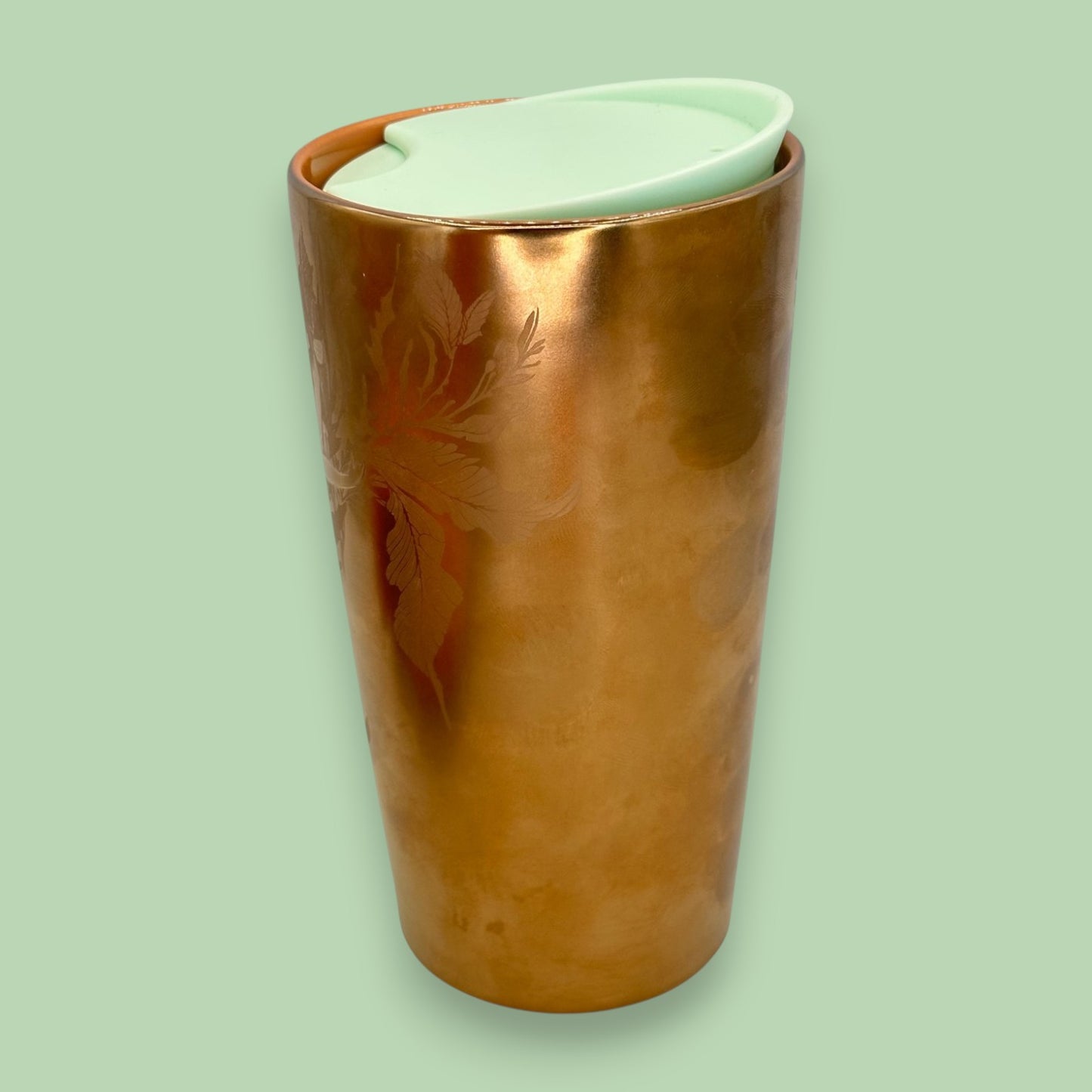 Starbucks Gold Copper Siren Mermaid Etched Ceramic Tumbler 12oz