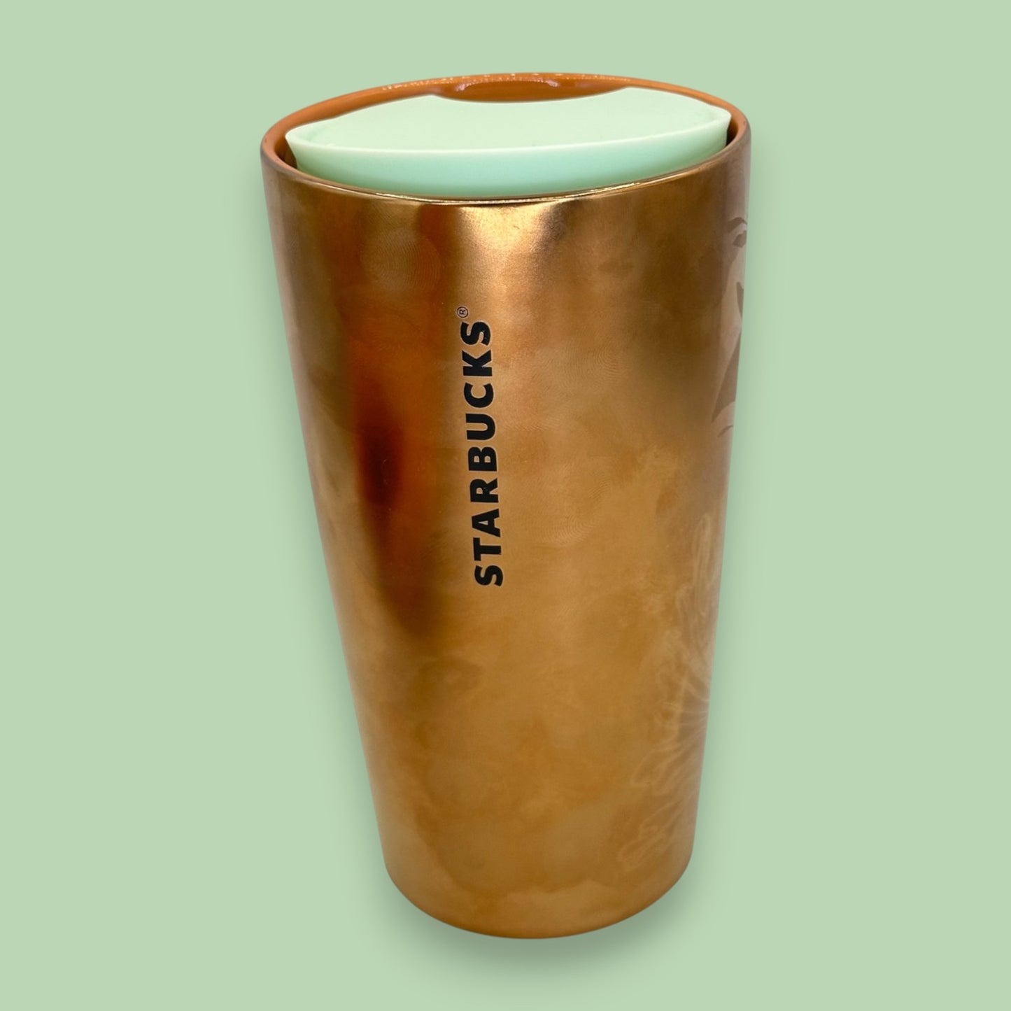Starbucks Gold Copper Siren Mermaid Etched Ceramic Tumbler 12oz
