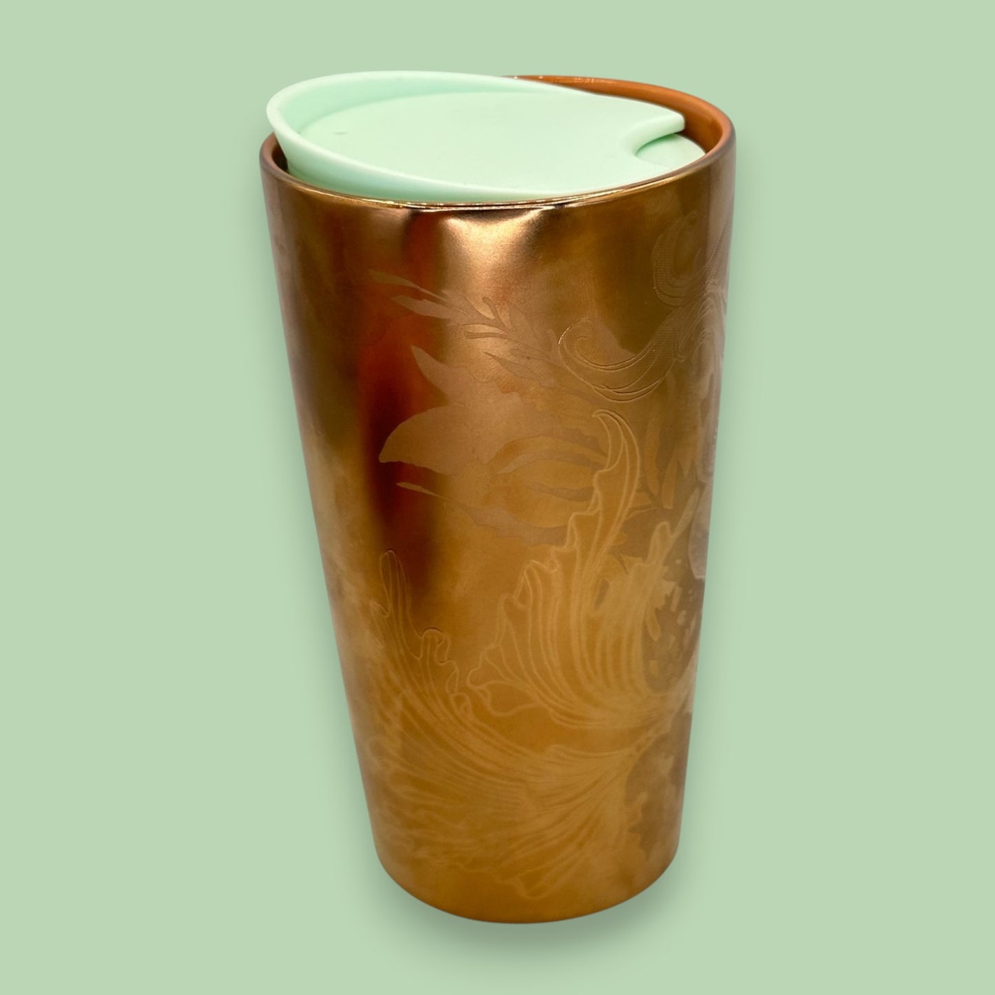 Starbucks Gold Copper Siren Mermaid Etched Ceramic Tumbler 12oz