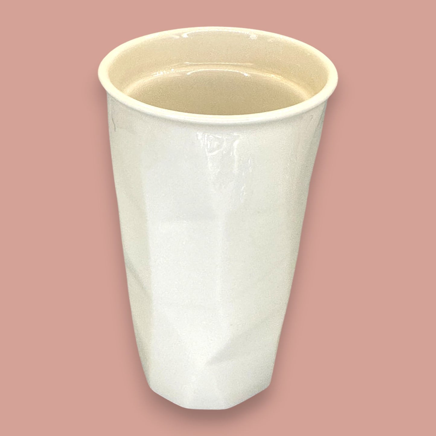Starbucks White Faceted Ceramic Travel Mug Red Lid - Replacement Mug 10 fl/oz