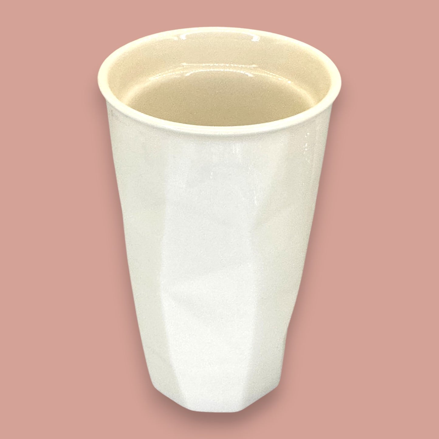 Starbucks White Faceted Ceramic Travel Mug Red Lid - Replacement Mug 10 fl/oz