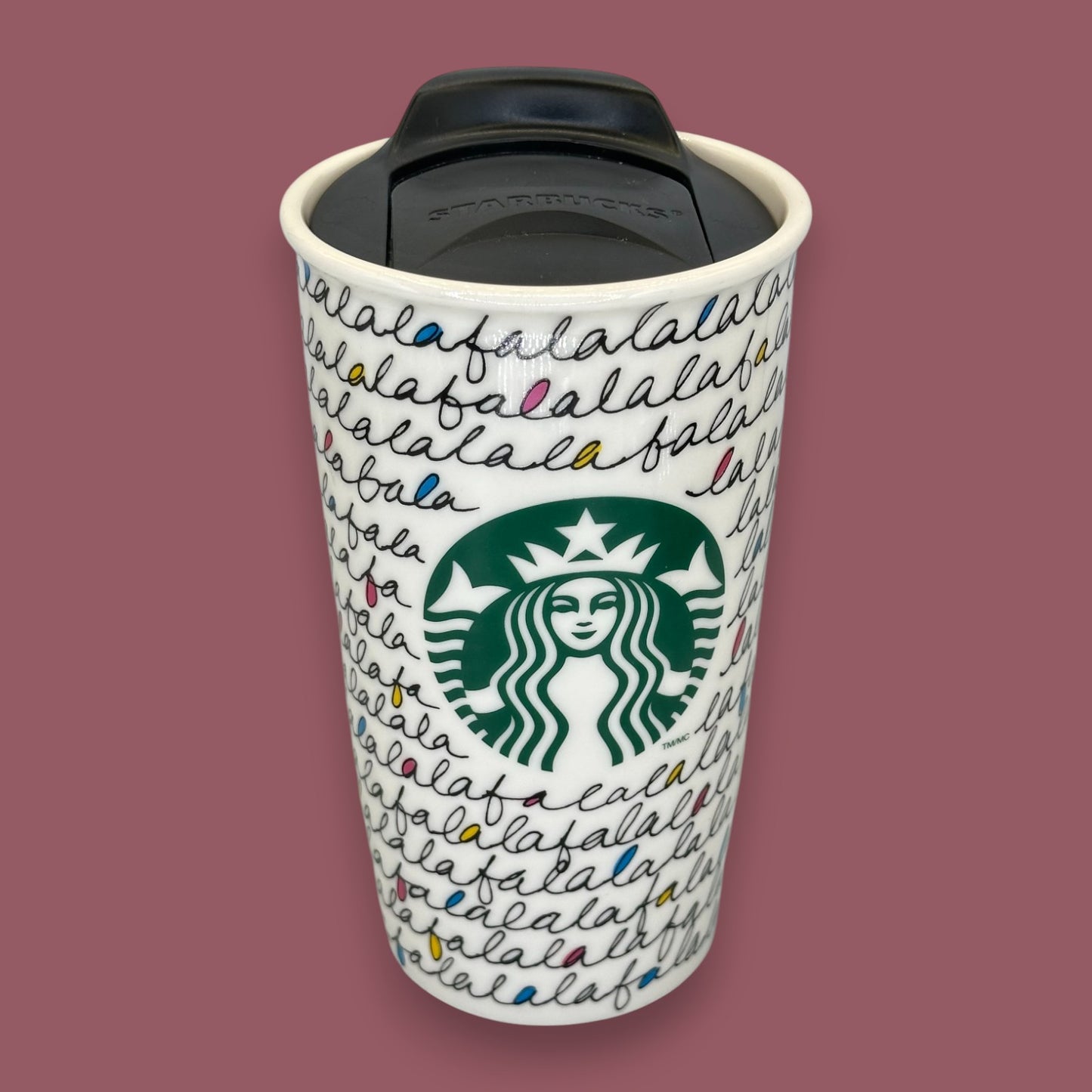 Starbucks Fa La La Holiday 2011 Ceramic Travel Mug - Seasonal Replacement Mug 12 fl/oz