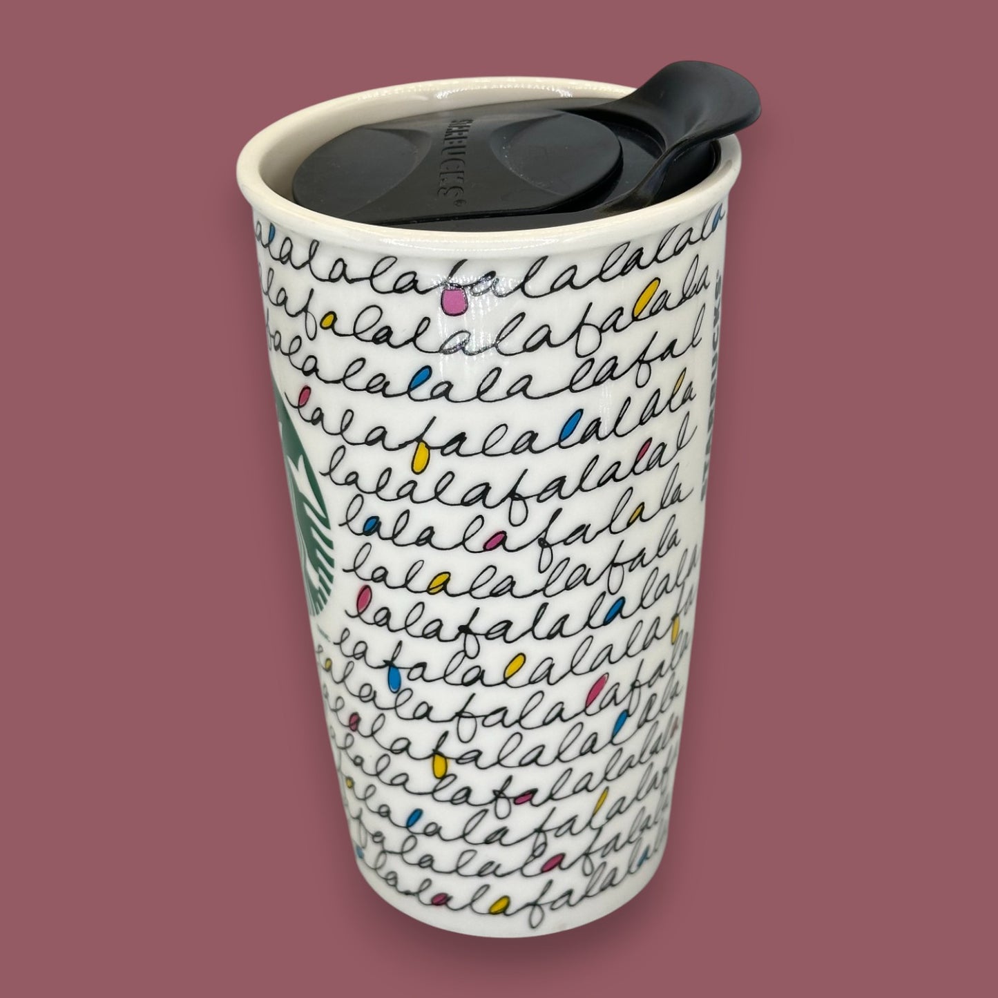Starbucks Fa La La Holiday 2011 Ceramic Travel Mug - Seasonal Replacement Mug 12 fl/oz