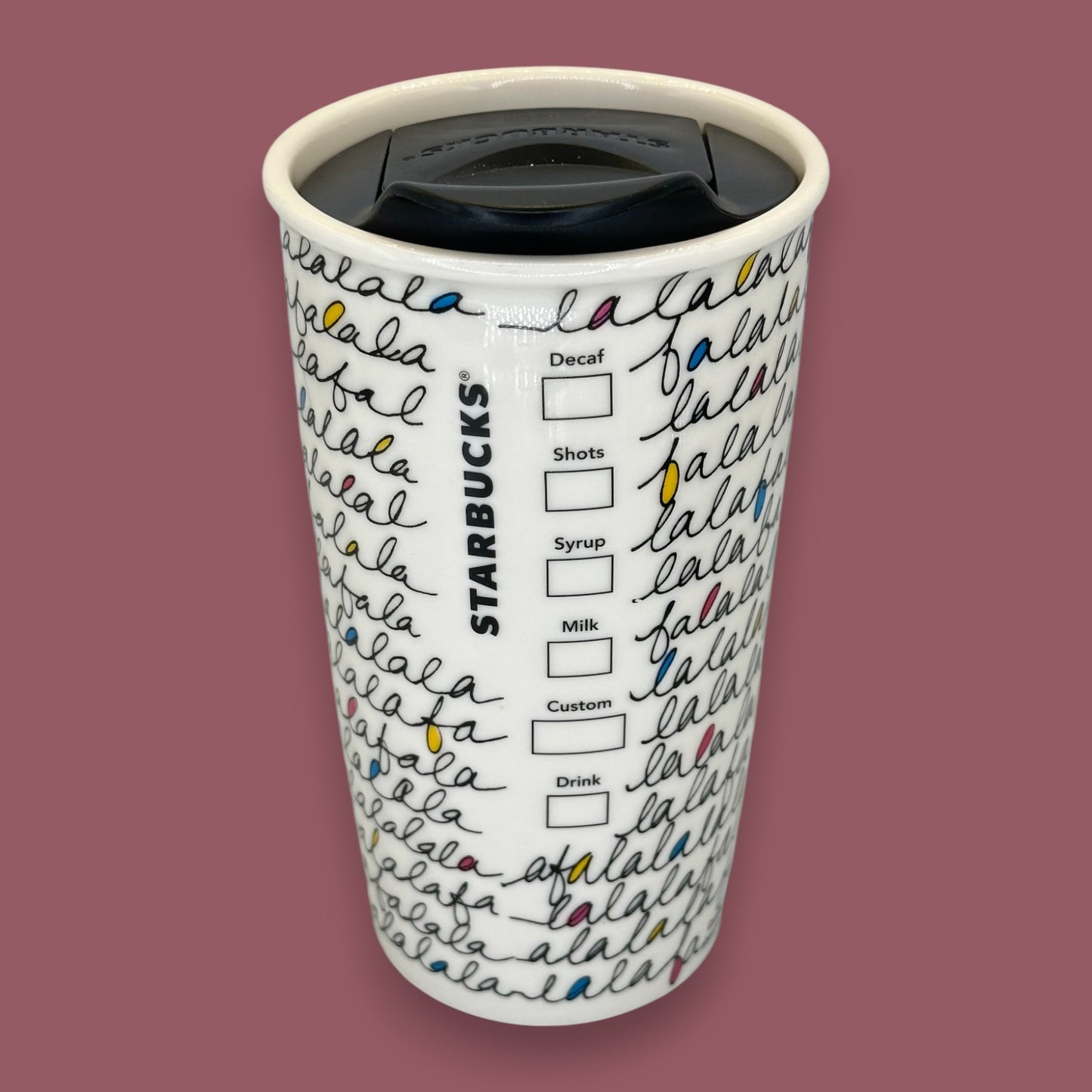 Starbucks Fa La La Holiday 2011 Ceramic Travel Mug - Seasonal Replacement Mug 12 fl/oz