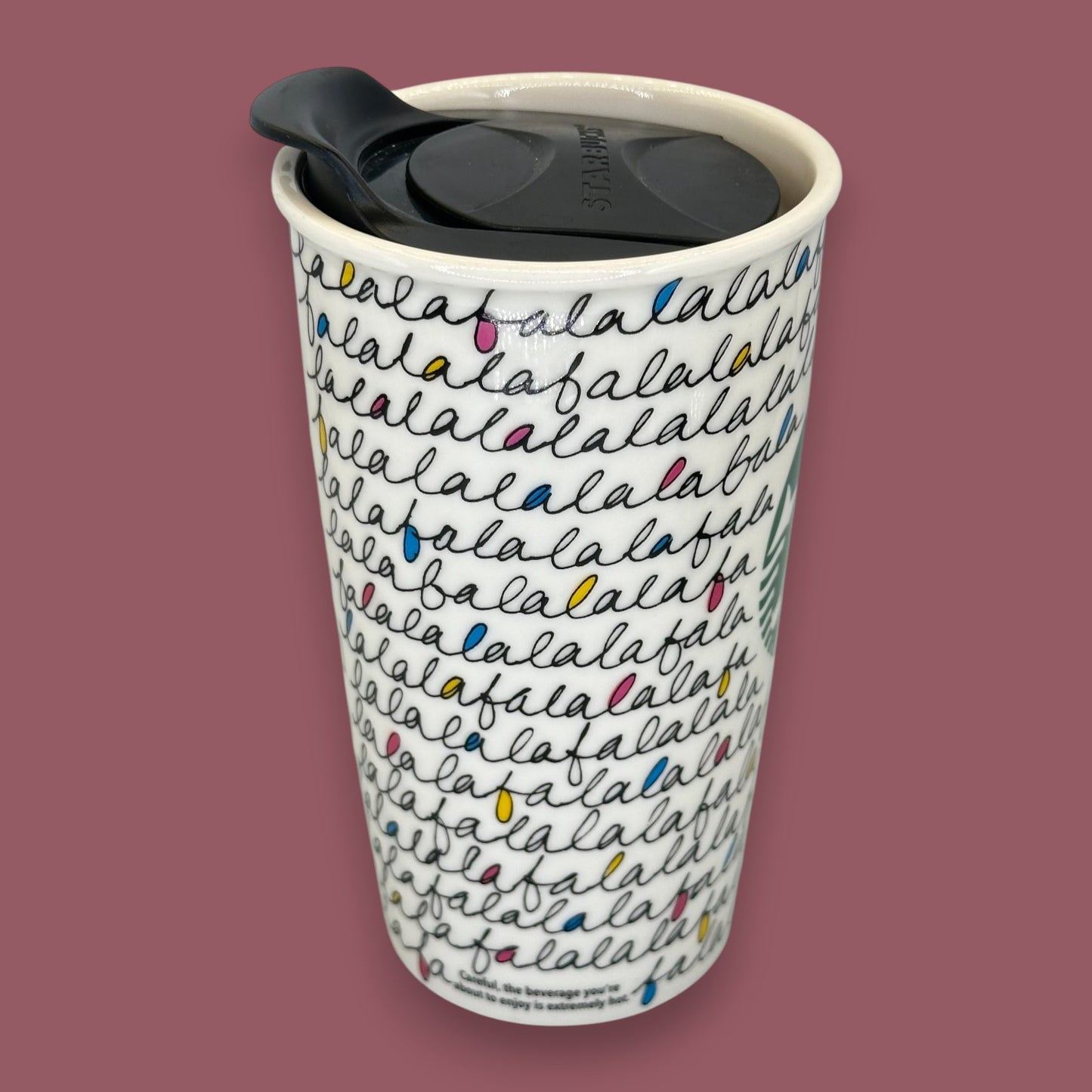 Starbucks Fa La La Holiday 2011 Ceramic Travel Mug - Seasonal Replacement Mug 12 fl/oz