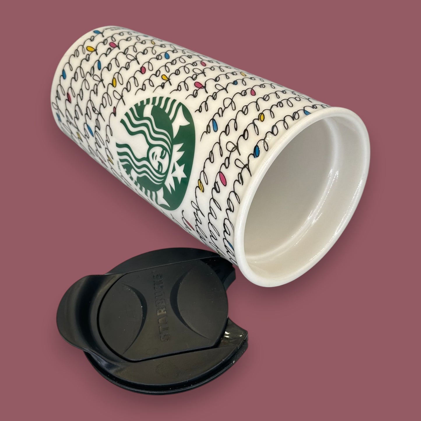 Starbucks Fa La La Holiday 2011 Ceramic Travel Mug - Seasonal Replacement Mug 12 fl/oz