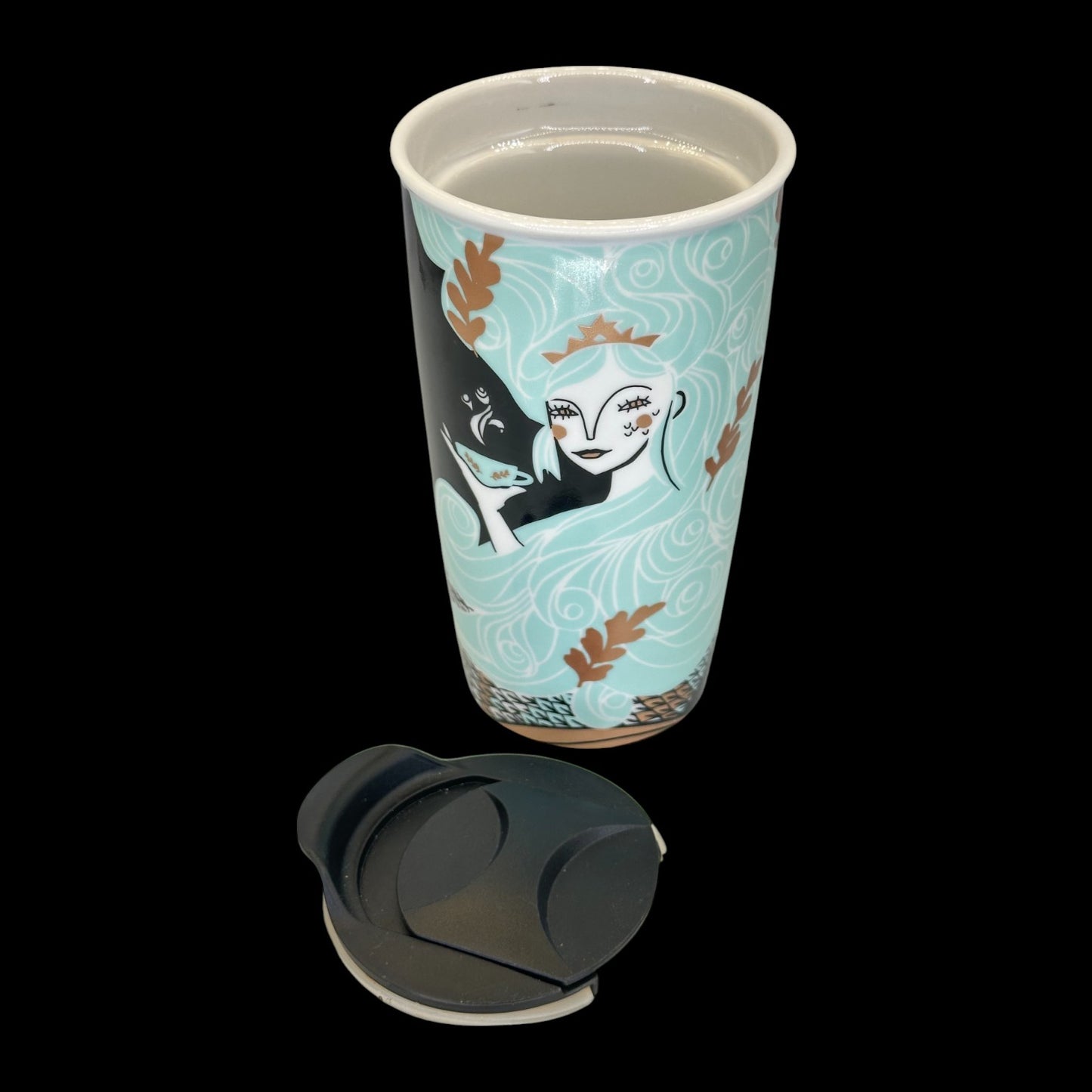 Starbucks Holiday Aqua Siren Mermaid Ceramic Travel Mug - Replacement Mug 12 fl/oz