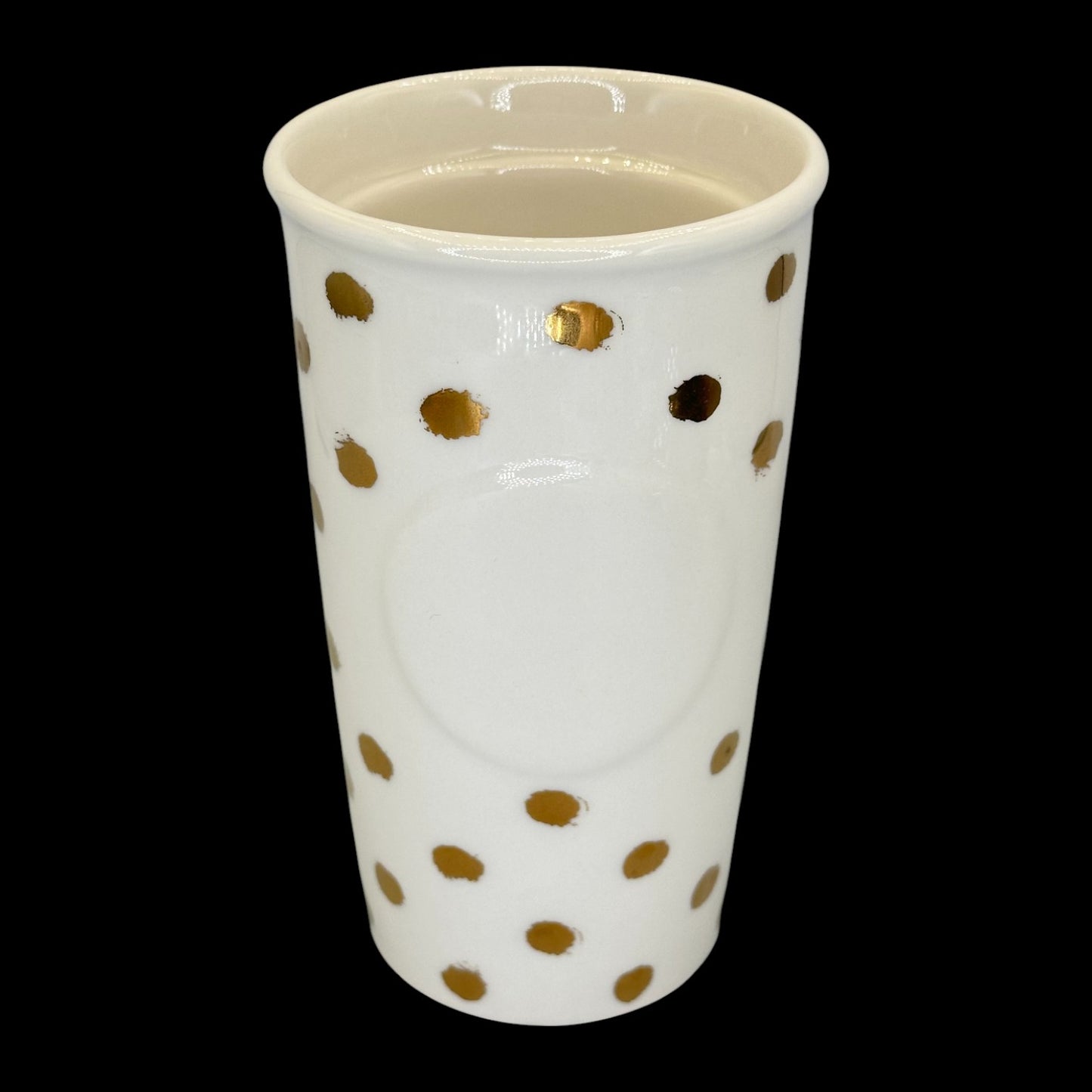 Starbucks White and Gold Dot Ceramic Travel Mug - Replacement Mug 10 fl/oz