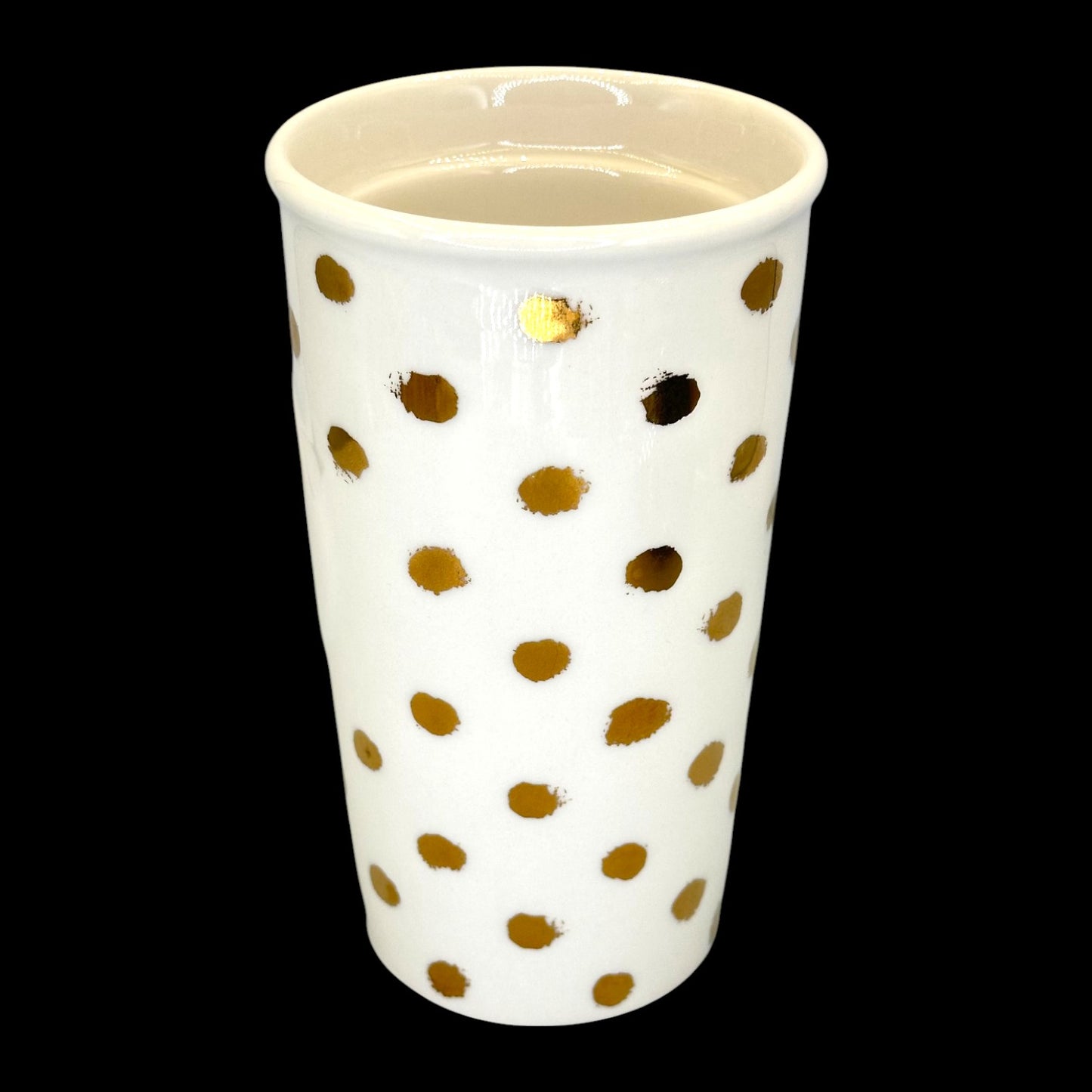 Starbucks White and Gold Dot Ceramic Travel Mug - Replacement Mug 10 fl/oz