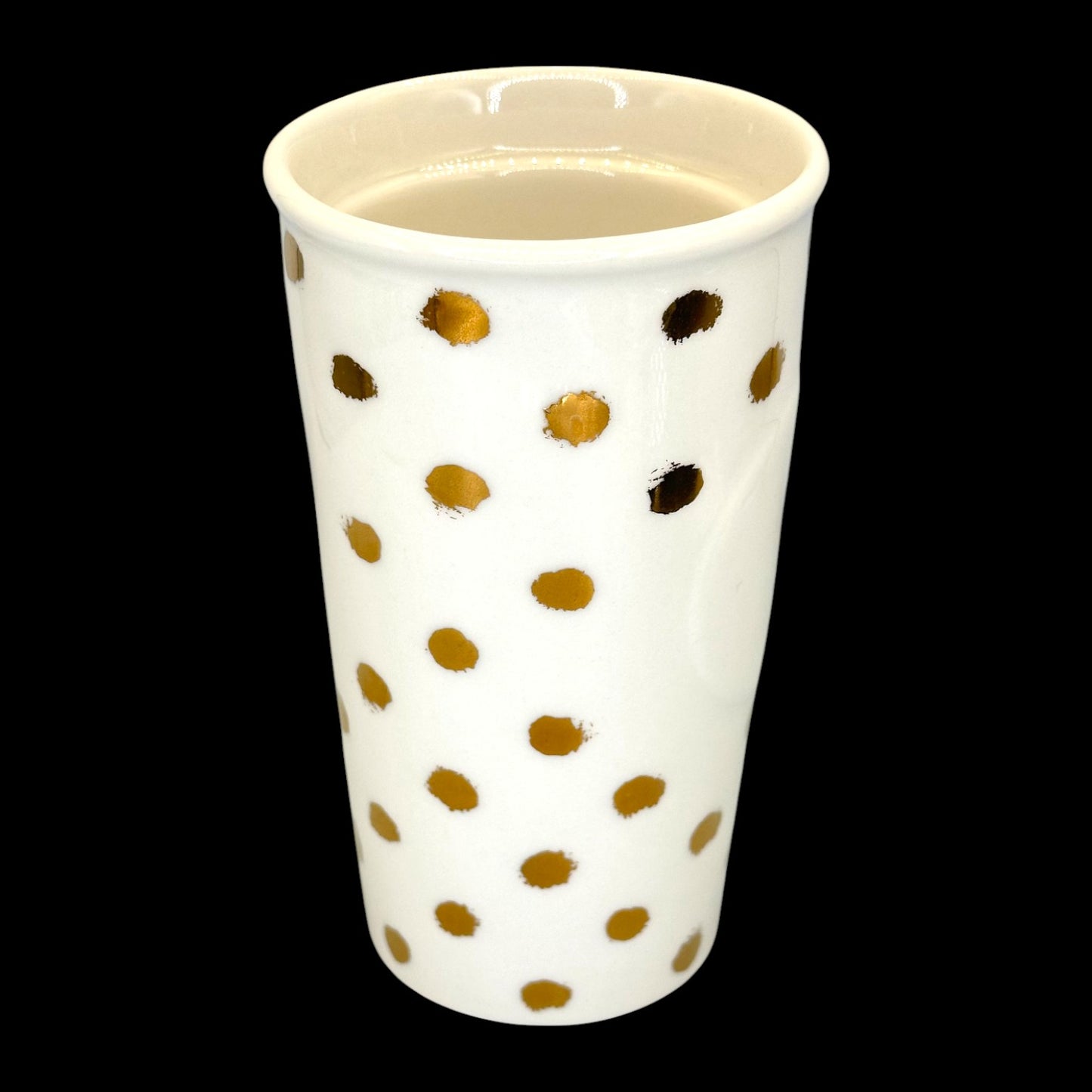 Starbucks White and Gold Dot Ceramic Travel Mug - Replacement Mug 10 fl/oz