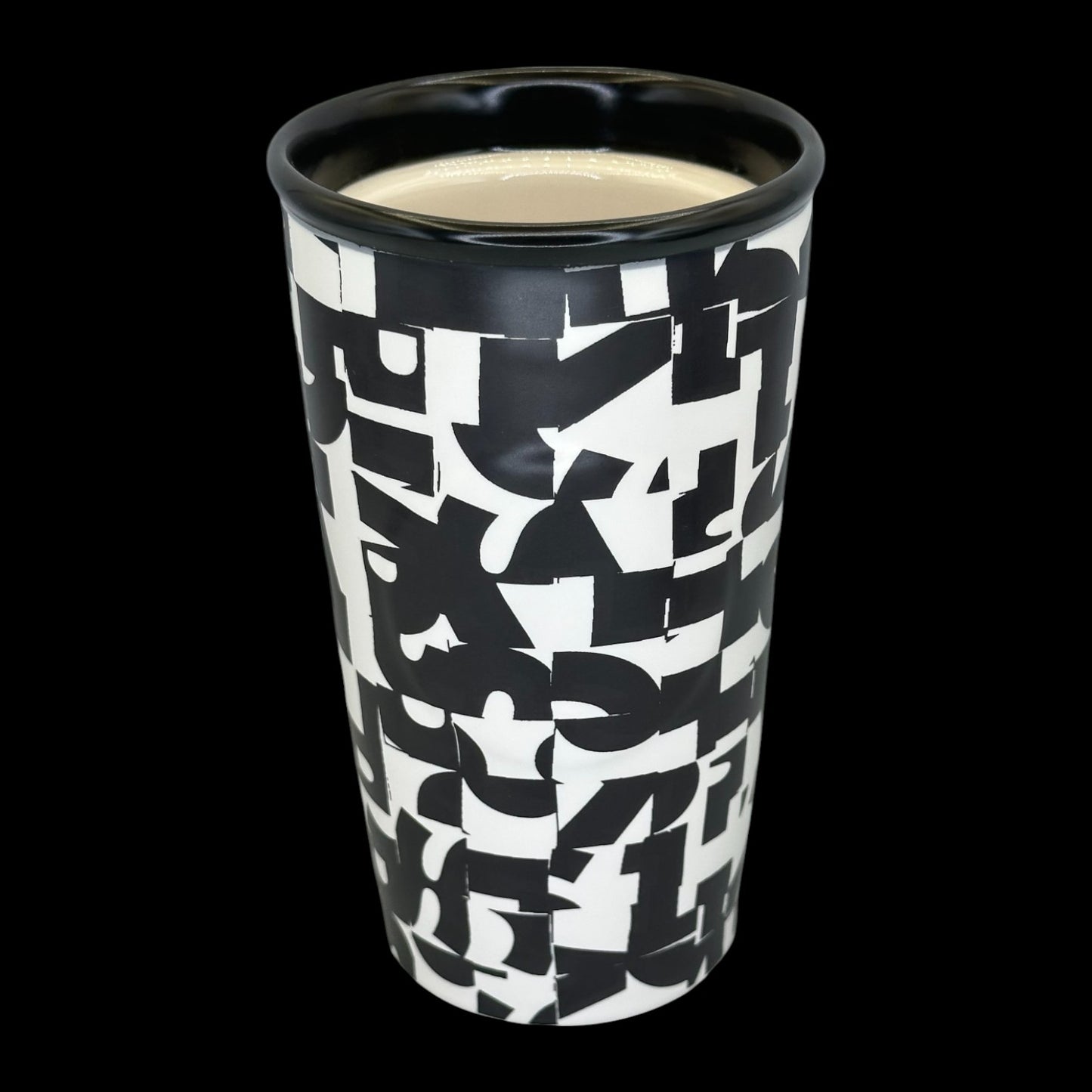 Starbucks Black & White Logo Typography Ceramic Travel Mug - Replacement Mug 10 fl/oz