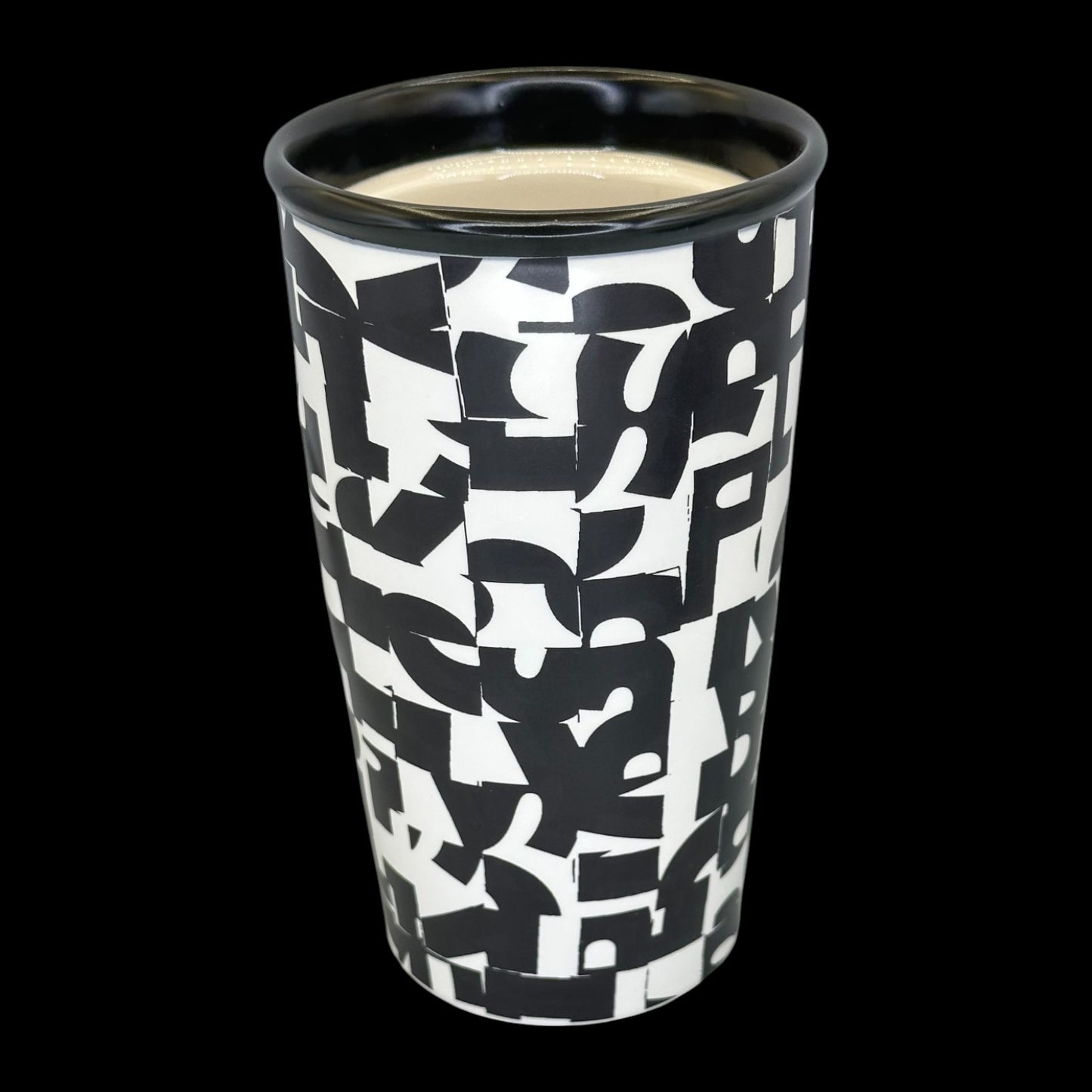 Starbucks Black & White Logo Typography Ceramic Travel Mug - Replacement Mug 10 fl/oz