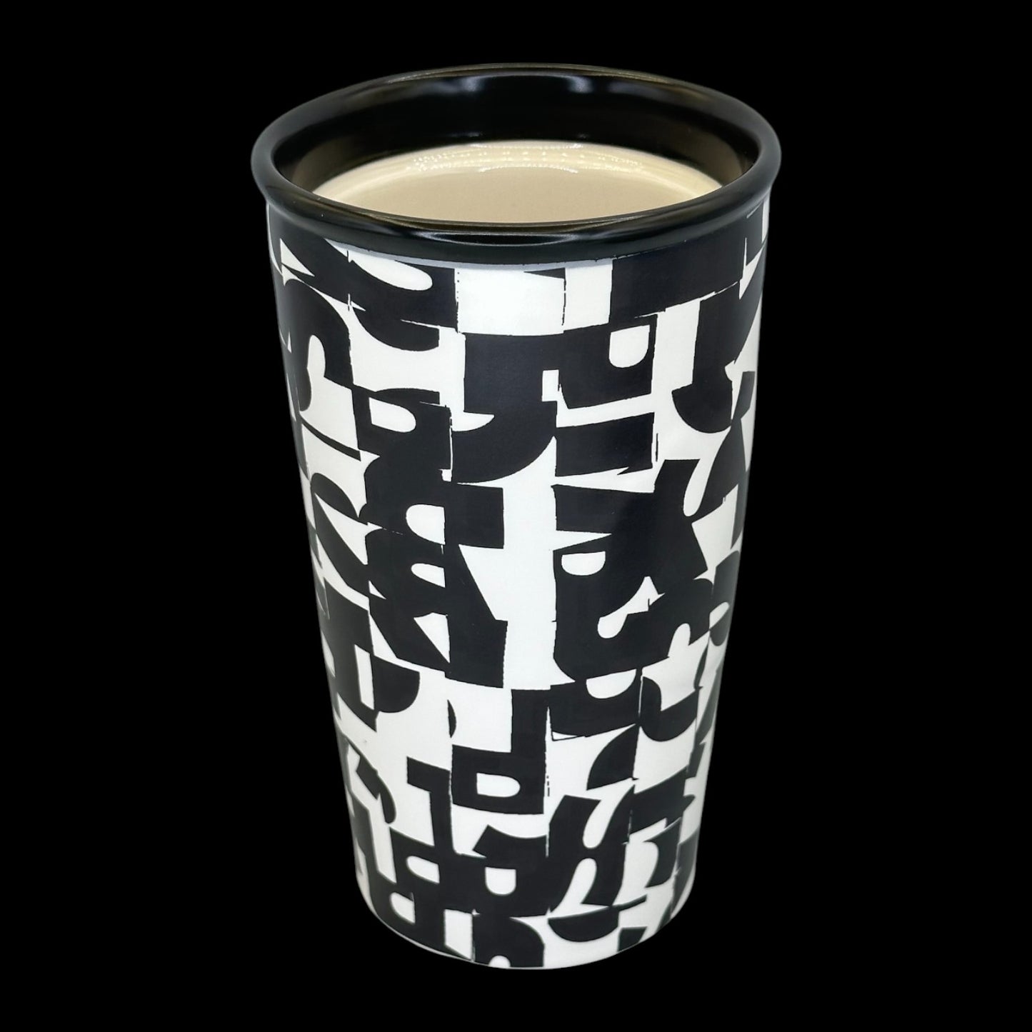 Starbucks Black & White Logo Typography Ceramic Travel Mug - Replacement Mug 10 fl/oz
