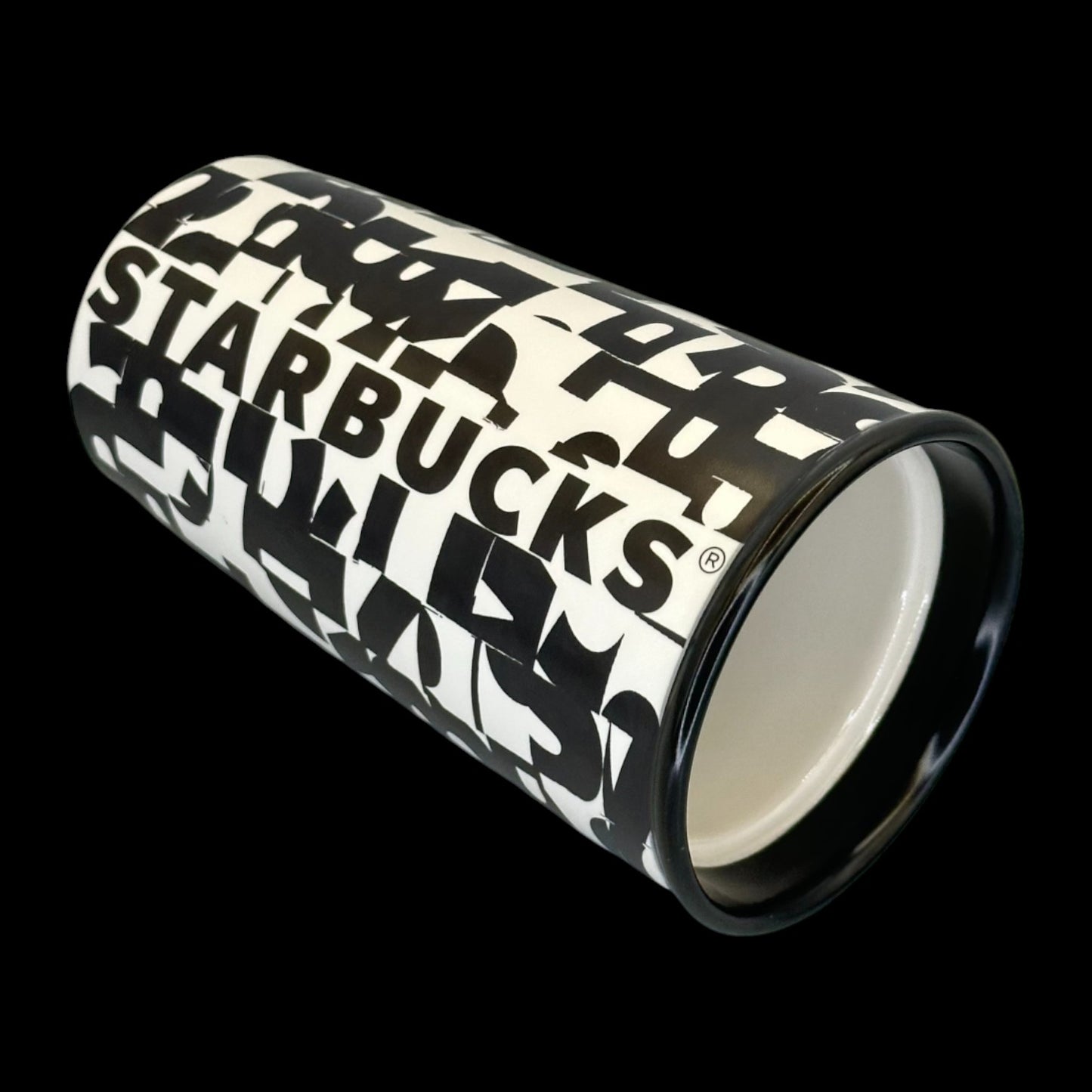 Starbucks Black & White Logo Typography Ceramic Travel Mug - Replacement Mug 10 fl/oz